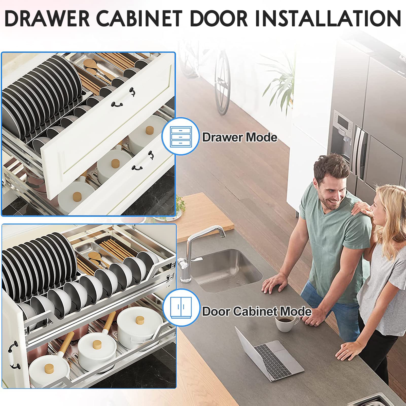 Organizzatore da cucina Organizzatore da Cucina Ripiani Estraibili per Armadietto a 2 Livelli Organizzatore Estraibile in Metallo per Cucina Bagno, Cestello in Filo di Acciaio Inossidabile Resistente