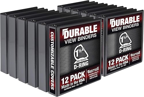 Vista 543 de Samsill Carpeta duradera de 1.5 pulgadas, fabricada en los Estados Unidos, carpeta de anillos en D, carpeta transparente personalizable, surtido