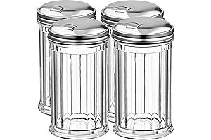 GEEX DEPOT 12oz 4-Piece Plastic Sugar Dispenser with Stainless Steel Lid