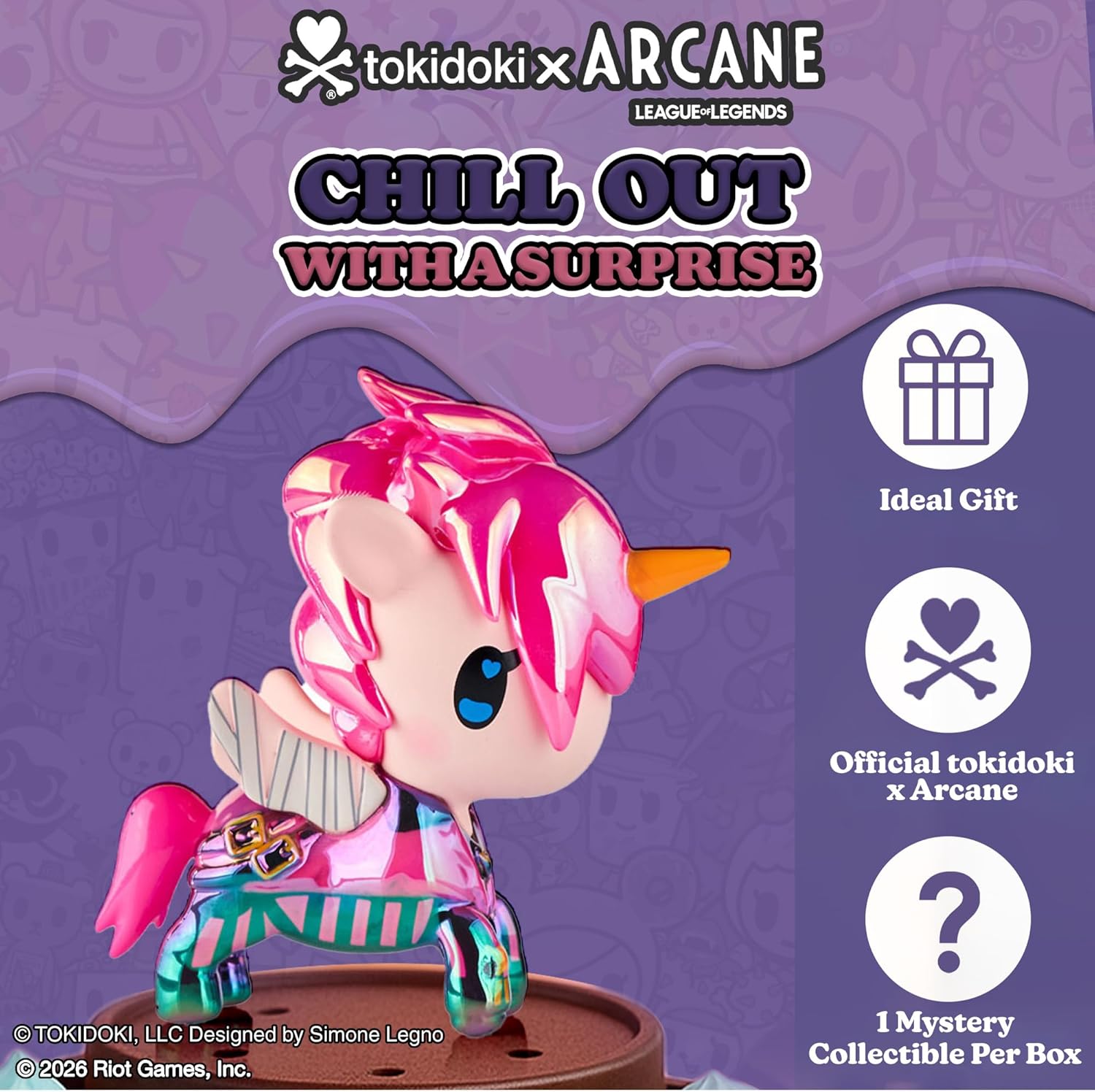 tokidoki™ x Arcane Unicorno™ Black Light Chrome Blind Box - 1 Pack of Cute Mystery Mini Collectibles - Collectible Art for Boys & Girls - 2.75 Inches Miniatures & Blindbox Figures