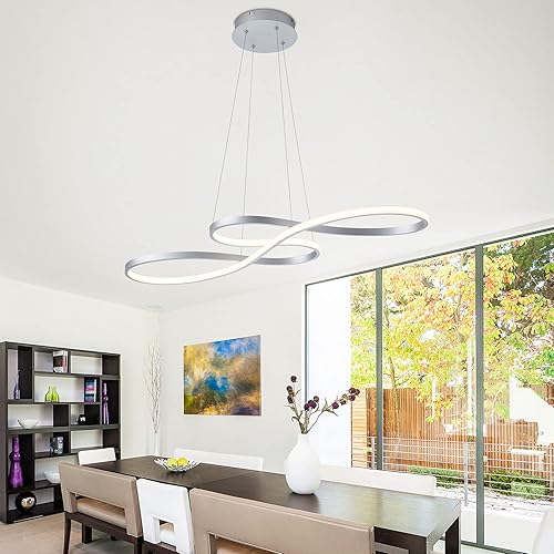 Miniatura 9 de SUNMOO Lámpara de araña LED moderna colgante para comedor, lámpara colgante regulable creativa, control remoto, colorbrillo ajustable 3000-6000K,