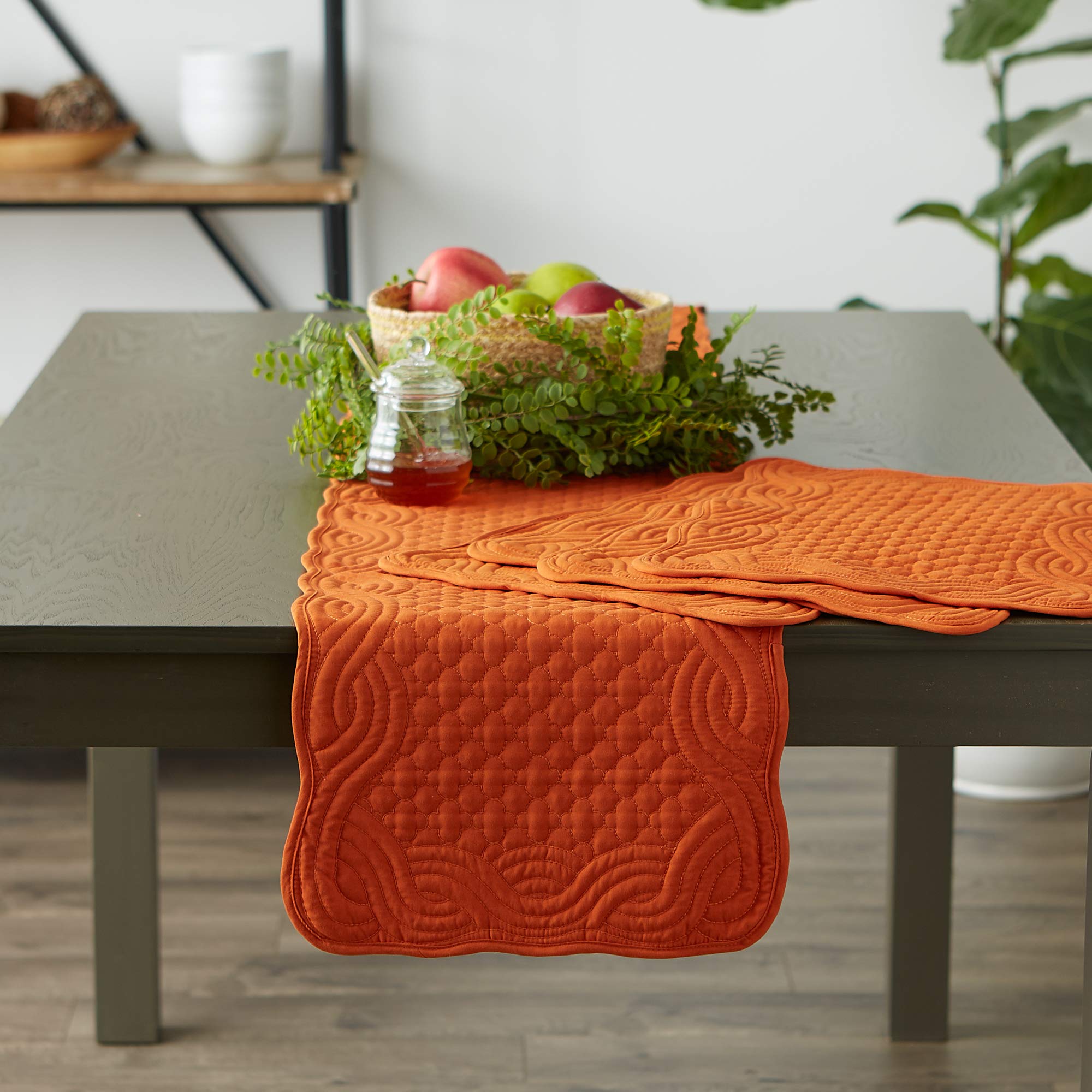 DII Juego de manteles Individuales Acolchados de la colección Farmhouse, “Pumpkin Spice”, 6 Piezas