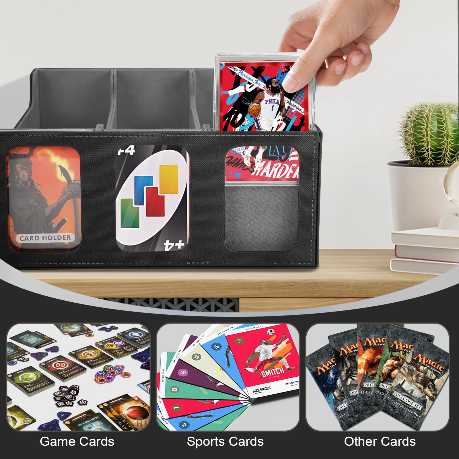 UAONO Card Deck Box for Yugioh MTG, 6 in 1 Card Storage Box