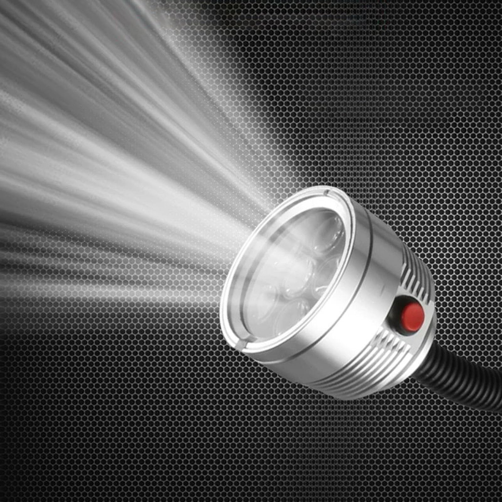 Elastyczna Lampa z Giętką Szyjką, Regulowana w Zakresie 360°, Wodoodporna Lampa Robocza LED o Stopniu Ochrony IP68, do Tokarek i Frezarek(3W Aluminum Cap Base)