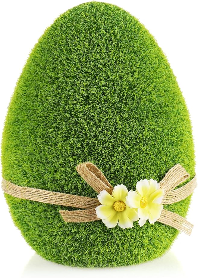 Uovo di pasqua con fiocco e fiori com-four figura decorativa CF15065