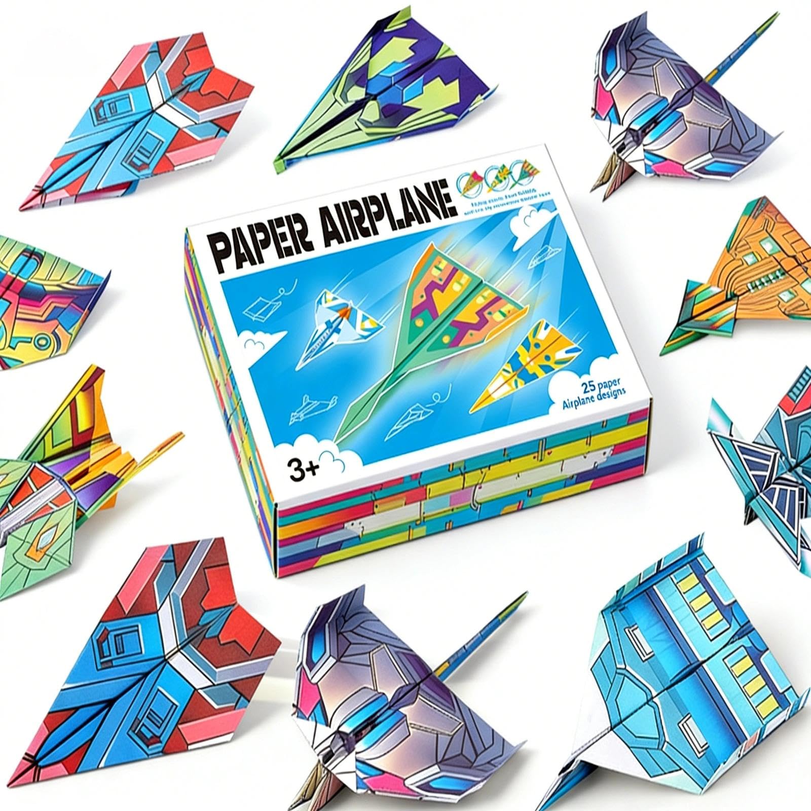 BiFlower Paper Airplane Book Origami Paper Plane Kit for Kids Ages 6-12, 24 Sheets Paper Airplane, Arts and Crafts Book for Boys and Girls, Educational Gift for Children