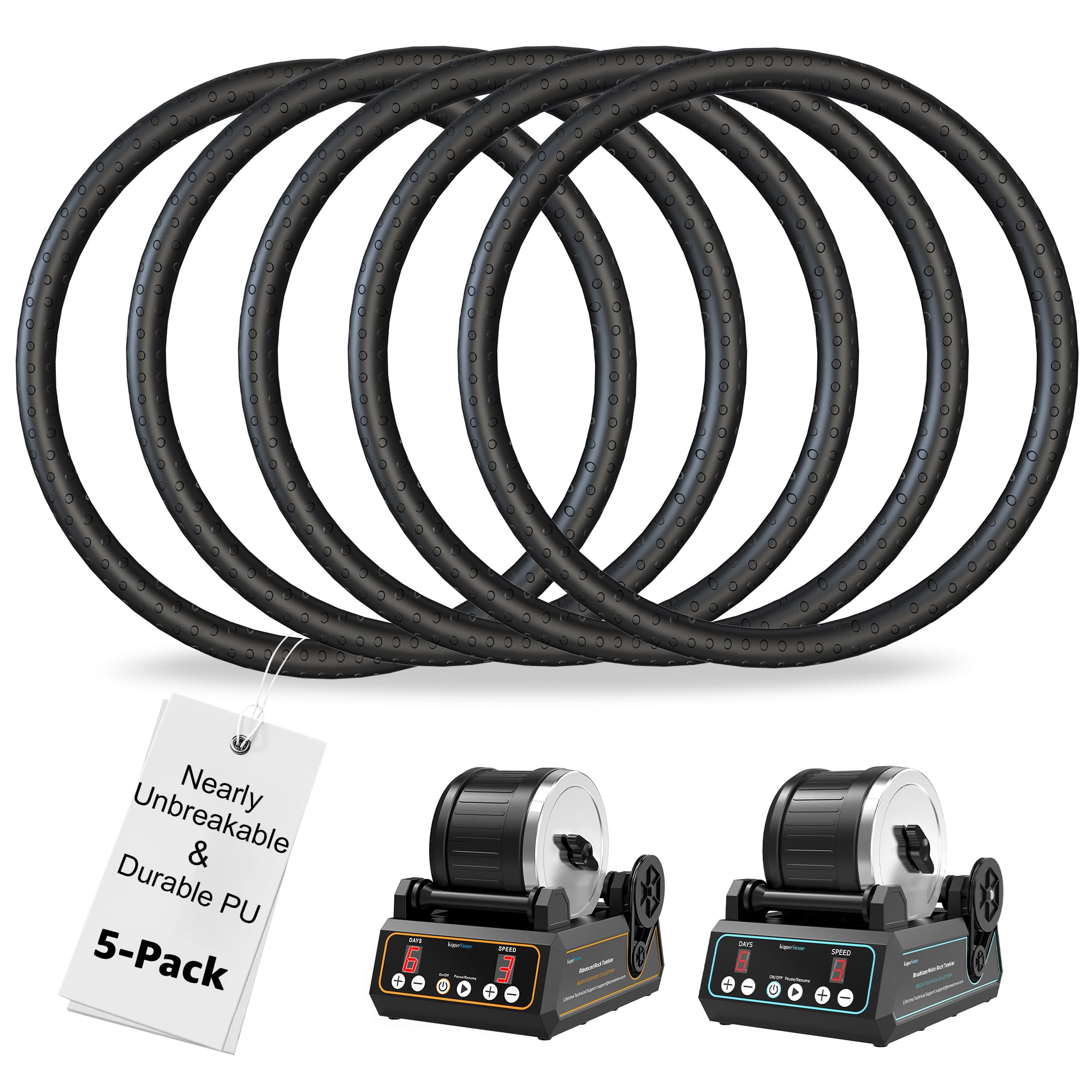 Rock Tumbler PU Replacement Belt for K1 & K1 Pro – Upgraded Durable Anti-Break Design, Not Compatible with Other Models – 5 Pack