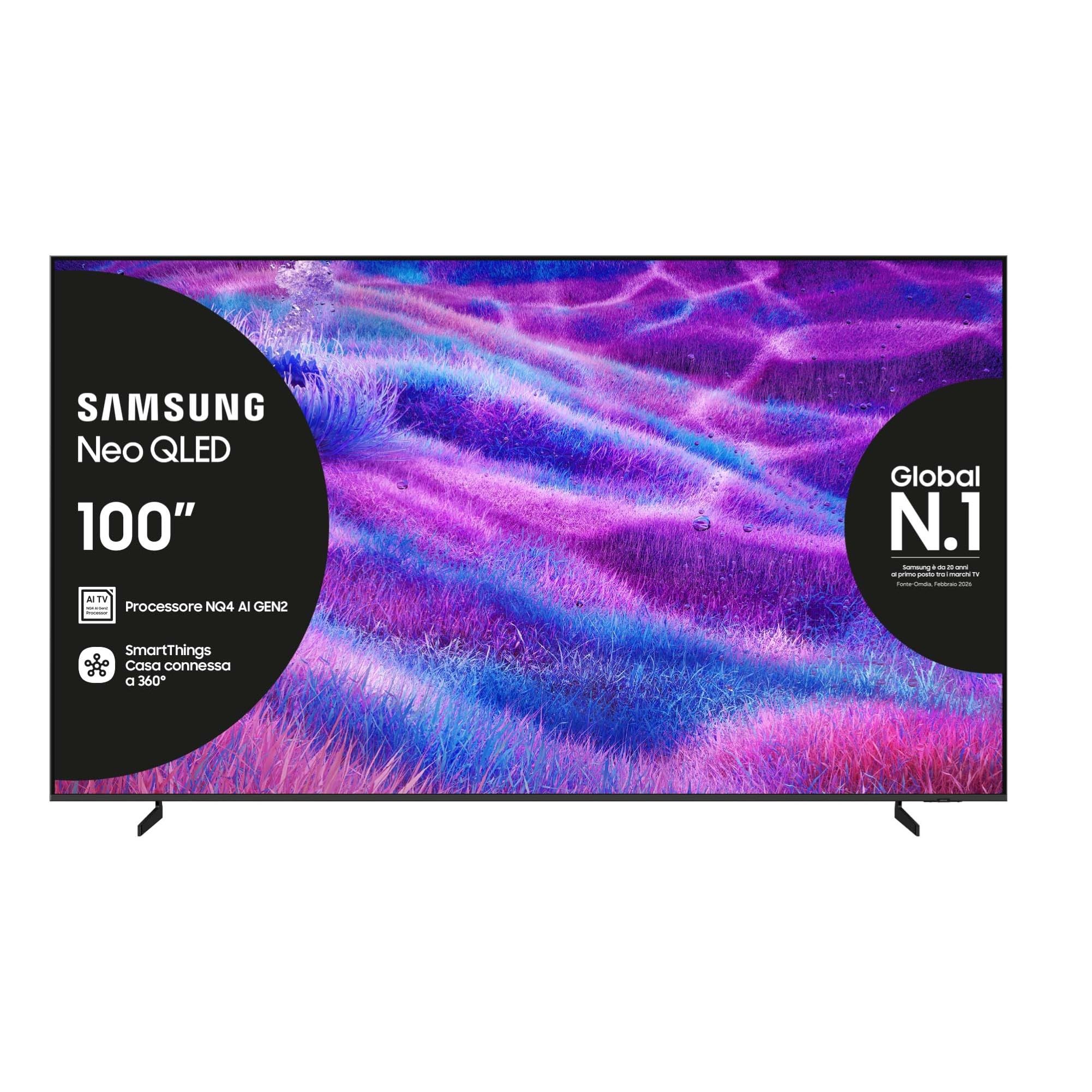 Samsung NeoQLED 4K Vision AI Smart TV 100'' QE100QN80FAUXZT Mini LED, NQ4 AI Gen2 Processor, 4K Upscaling,Dolby Atmos, Tecnologia Quantum Matrix Core, PACCHETTO INTRATTENIMENTO, 2025