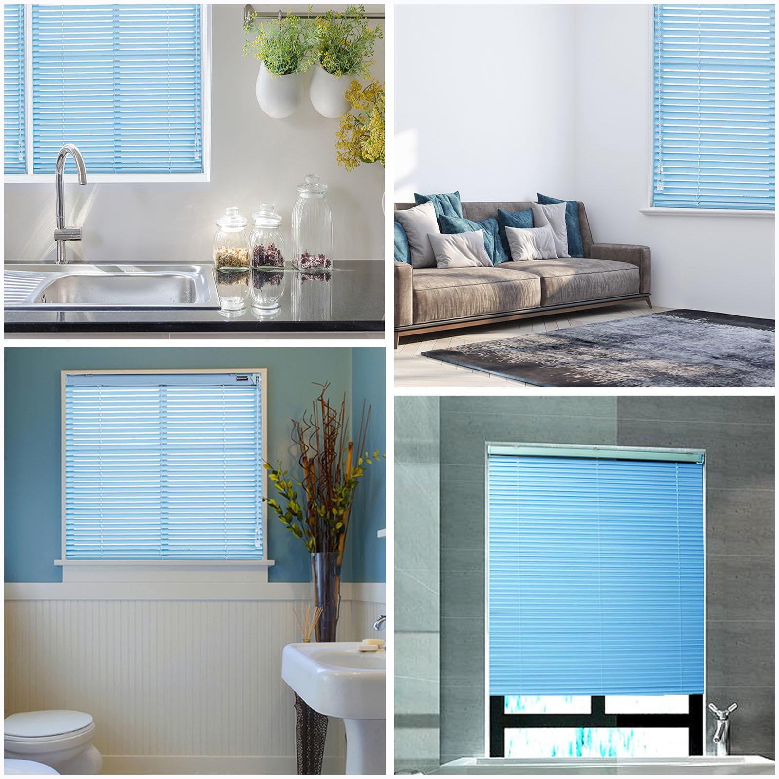 Persianas Venecianas De Aluminio,Persianas Horizontales para Ventanas,Persianas De Lamas De Aluminio De 25mm Antiuv,Persianas Oscurecedoras para Hogar,Oficina,Baño,Salon,Blue-135x175cm/53x69in