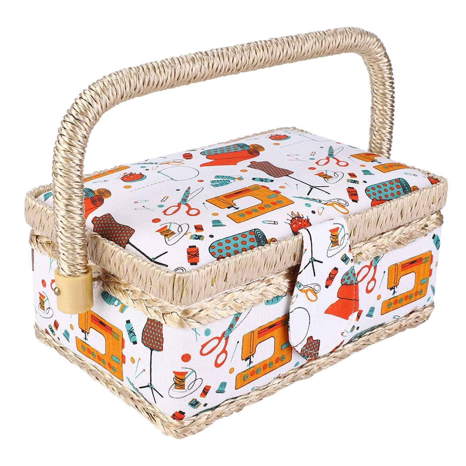Organizer per cestini da cucito, scatole da cucito con scomparti rimovibili per accessori da cucito, 25 x 16 x 10,4 cm