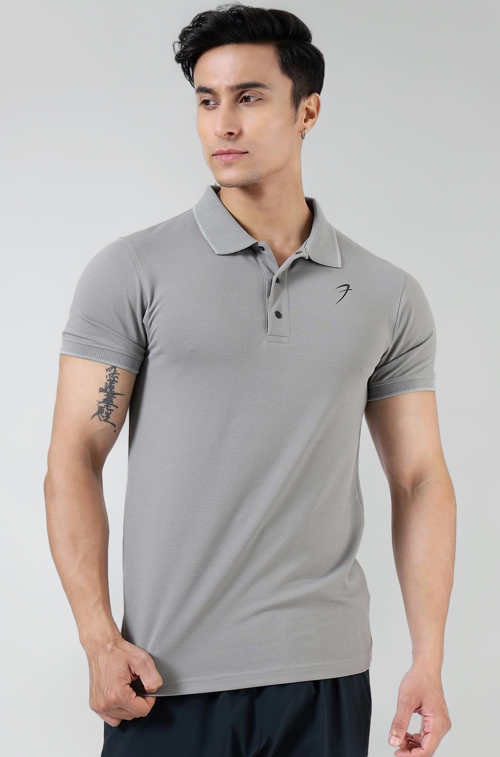 FUAARK Men Slim Fit Pique Aura Polo Tshirt with Short Sleeves & Reflective Chest Logo -