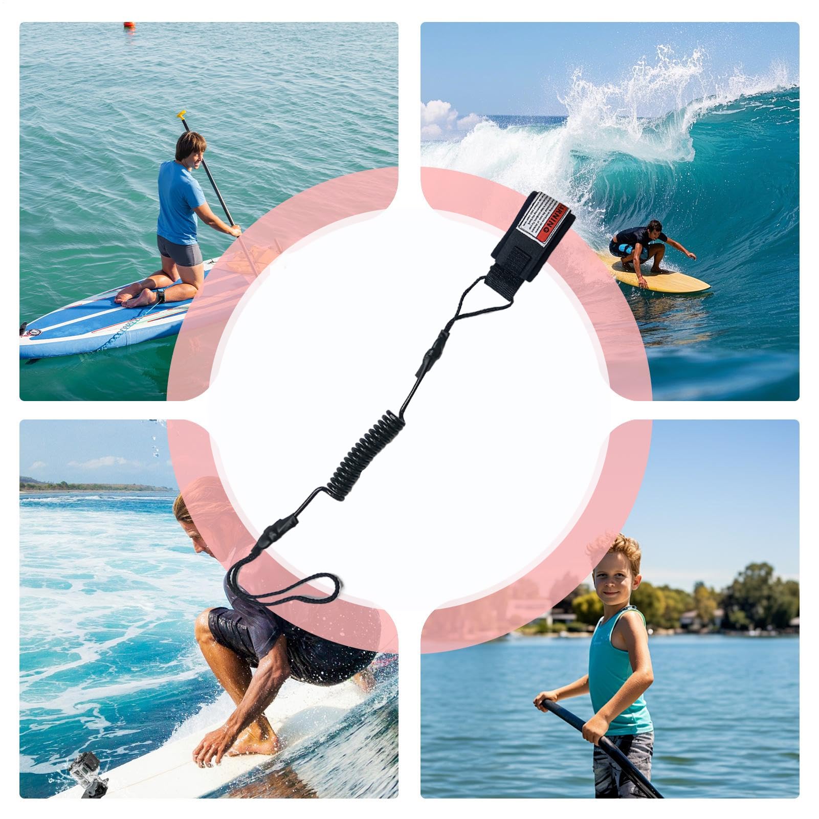 Bodyboard-Leine – Leichtes TPU-Sicherheitsseil mit elastischer Handschlaufe, Paddleboard-Leash für sichere Surf-Sessions, für Kinder und Frauen beim Schwimmen und Boarding