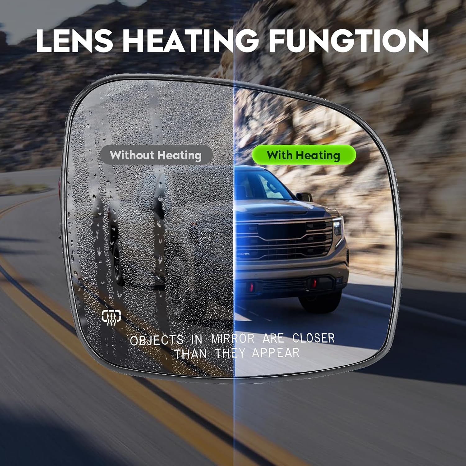 Left and Right Mirror with Heated Fit for 2008-2020 Dodge Grand Caravan, for 2008-2016 Chrysler Town & Country, for 2012-2015 RAM C/V, for 09-2014 VW Routan, Replacement for 68026176AB ‎68026177AB
