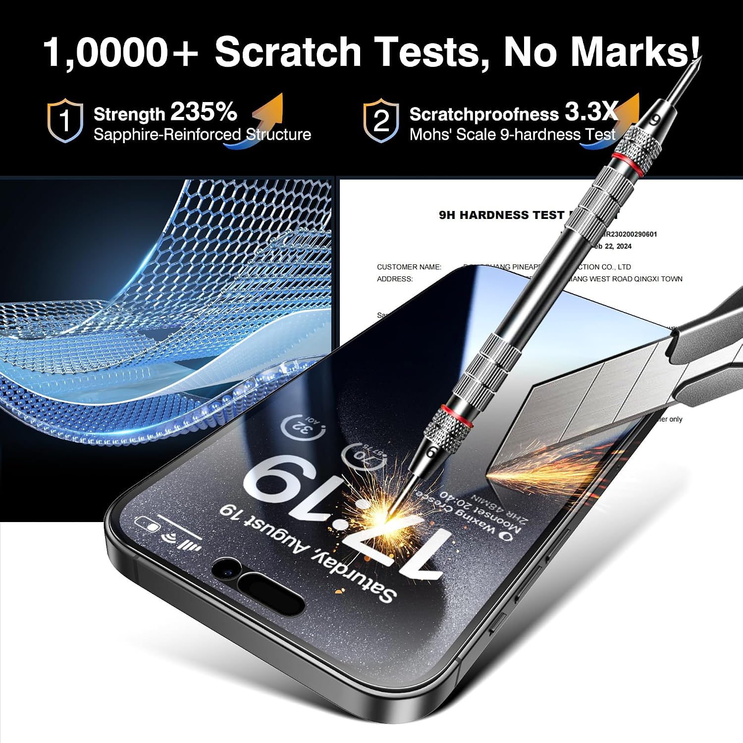 EZ-GLAZ 4-Pack Screen Protector for iPhone 15 Pro Max 6.7 inch Black Privacy with Flawless Fit Kit + 2-Pack Camera Lens Protector, 15-Second Bubble-Free Installation, 9H Hardness, 12FT Military Grade Shatterproof, Scratch Resistant, Tempered Glass