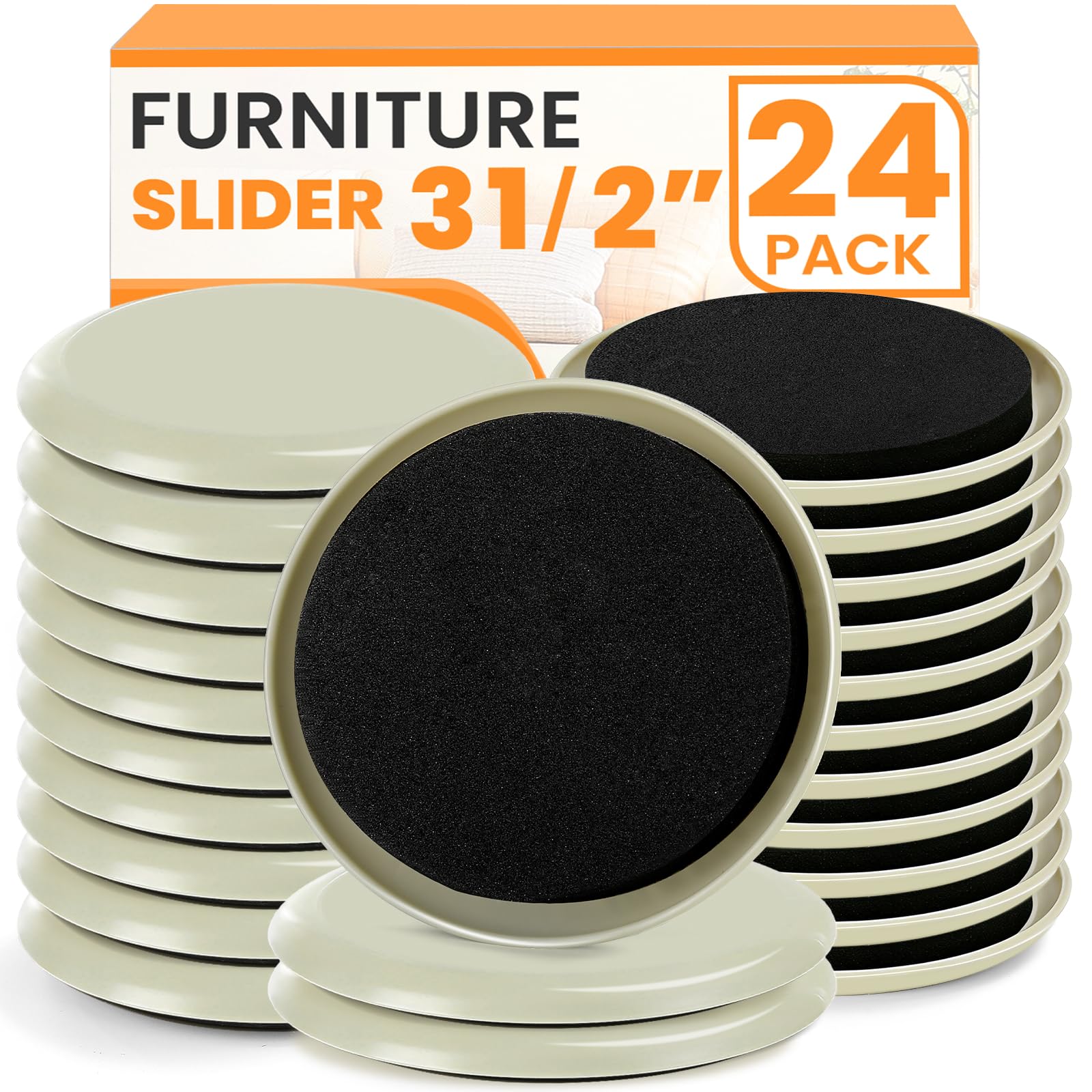Furniture Sliders for Carpet 24PCS