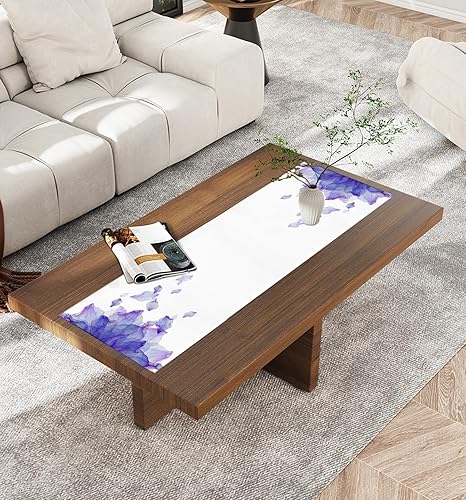 Miniatura 2 de Elegante camino de mesa morado de 36 pulgadas corto, de lino de algodón, pequeño, cocina, comedor, mesa de café, decoración de tocador, camino de