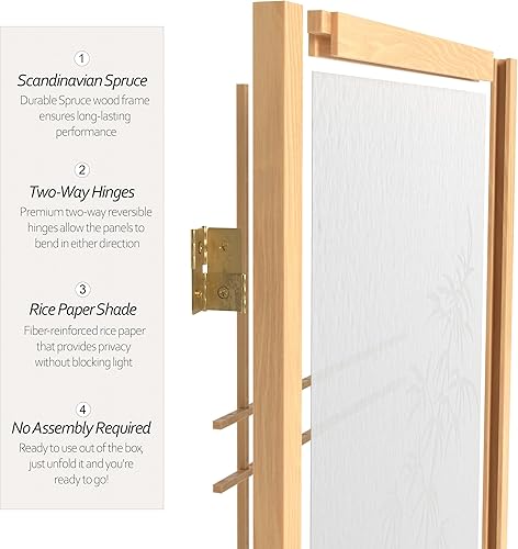 Miniatura 11 de Oriental Furniture - Pantalla Shoji para árbol de bambú de 7 pies de alto, color miel, 6 paneles Miel,Natural,Negro