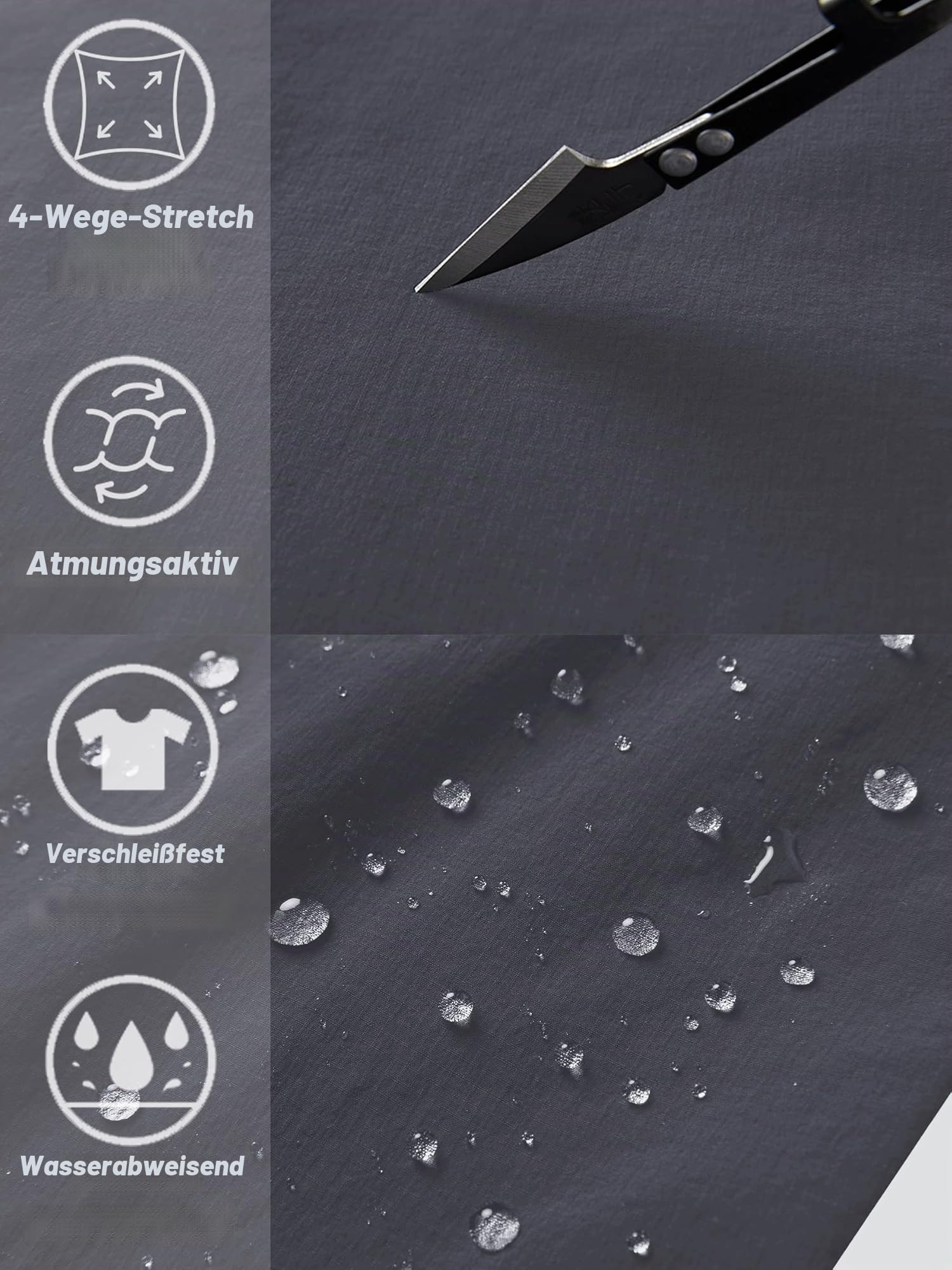 TACVASEN Herren Kurze Wanderhose 3/4 Hose Schnelltrocknende Sport Shorts mit Reißverschlusstasche