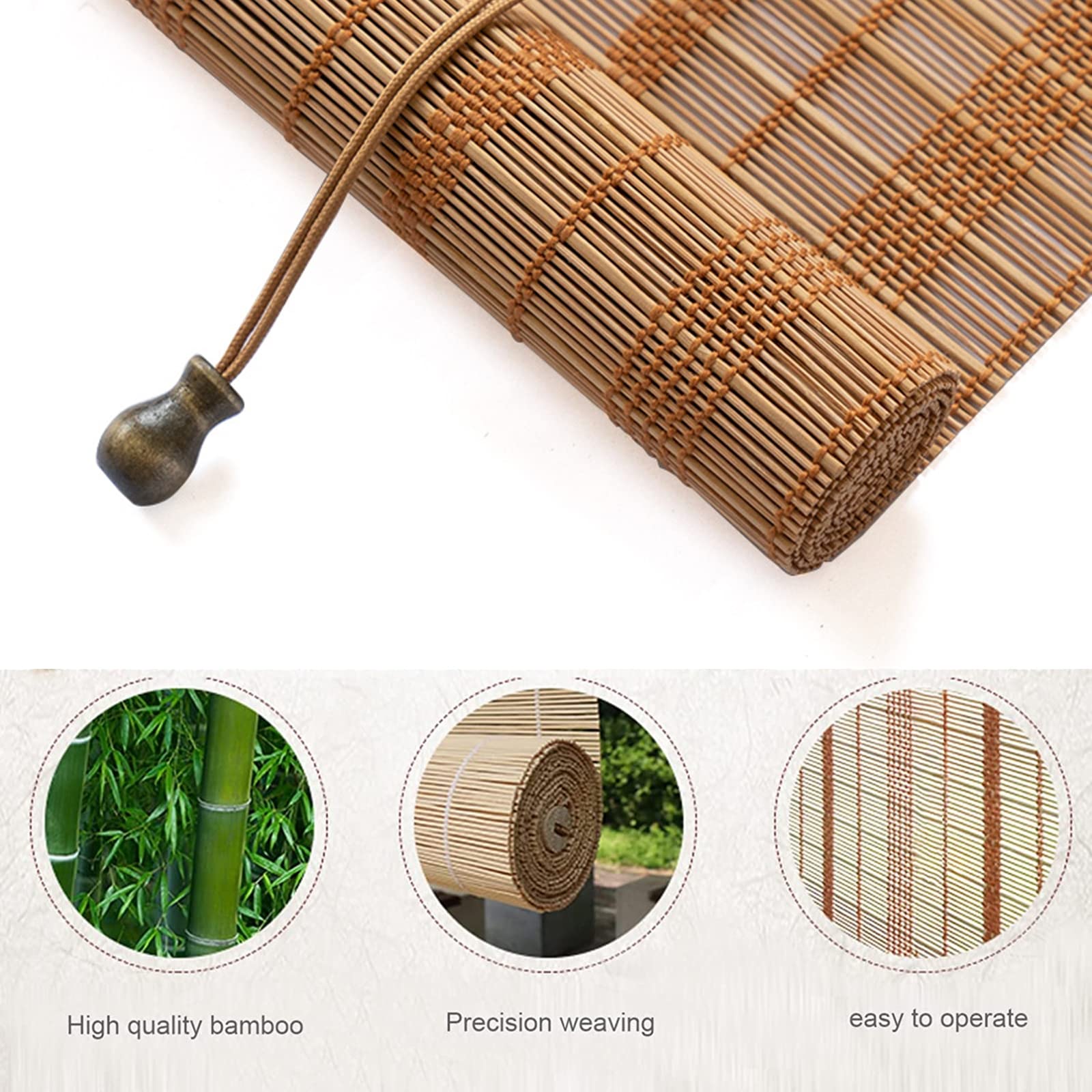 Tapparella Avvolgibile Bamboo, Tende in Bambu da Esterno,Tende A Rullo per Interni,Oscurante Traspirante Tenda,per Giardino Balcone Porta Finestra,W95xH150cm/W37.4xH59.05in