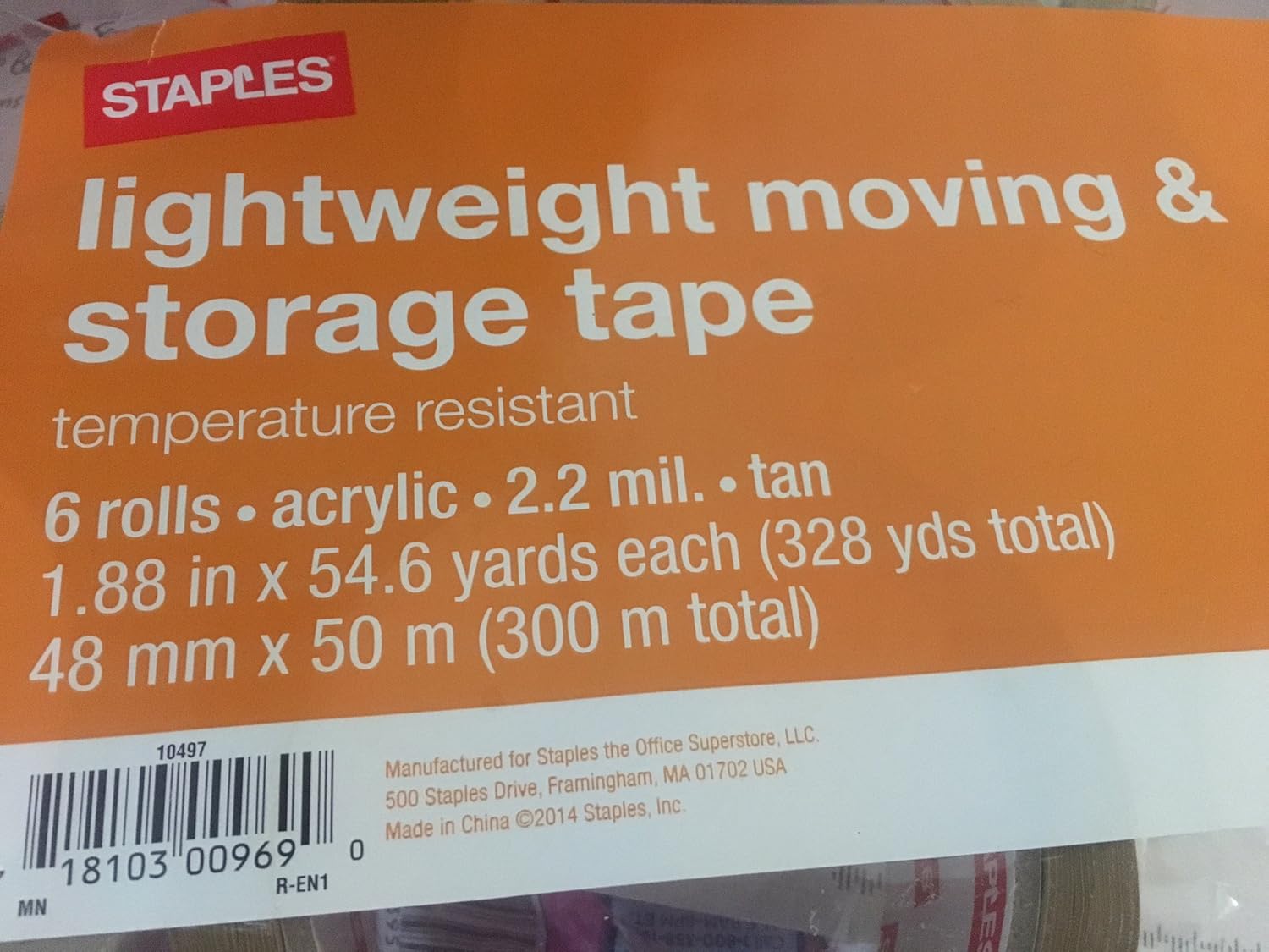 Greatest Product Lightweight moving and storage tape 6 rolls 2.2 mil 1.88x 54.6 yards each Exclusive Special Lightweight moving and storage tape 6 rolls 2.2 mil 1.88x 54.6 yards each