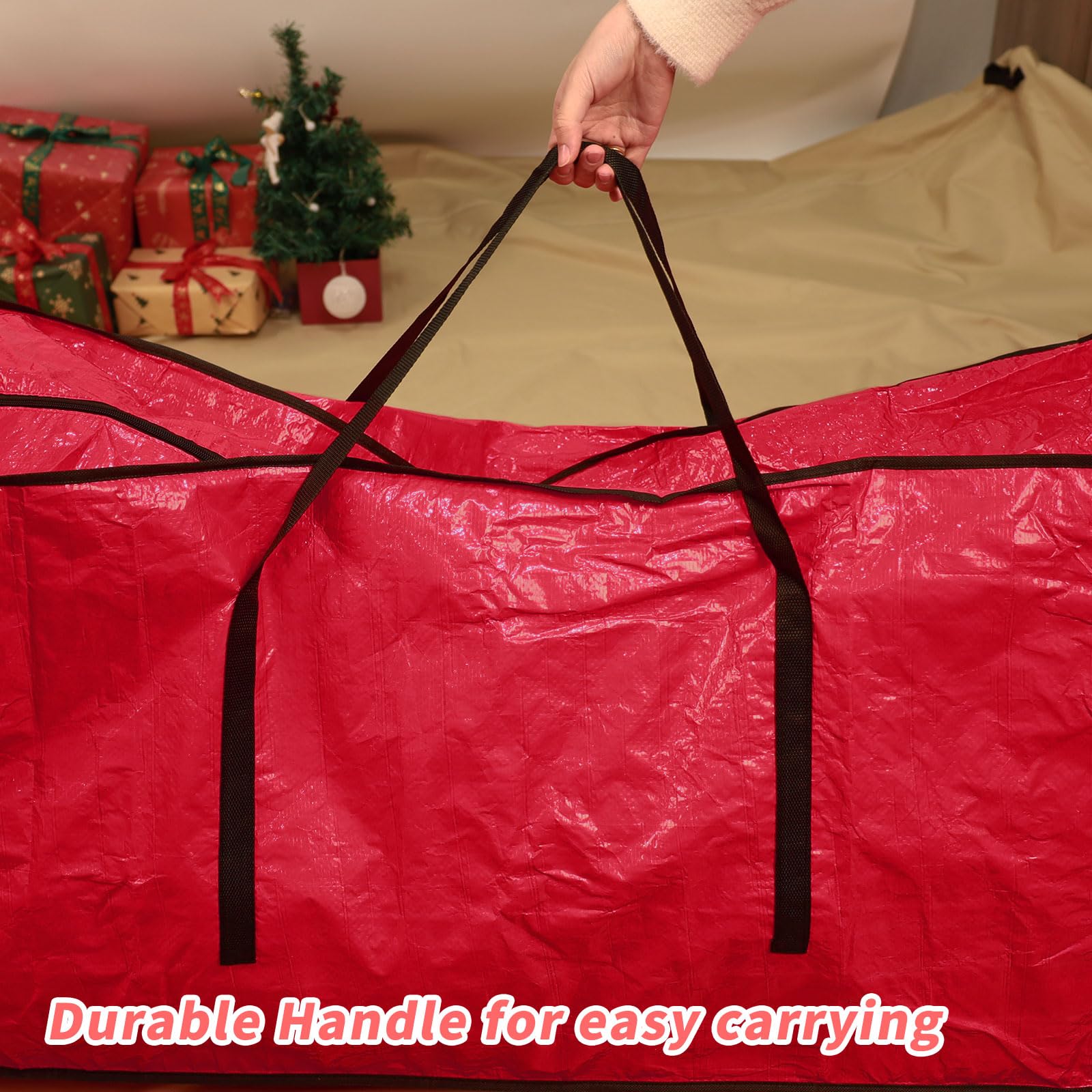 RICHIE Sac de rangement pour sapin de Noël de 2,3 m, convient aux arbres artificiels jusqu'à 2,1 m, sac en plastique résistant à l'eau, poignées renforcées, fermeture éclair et durable, sacs de