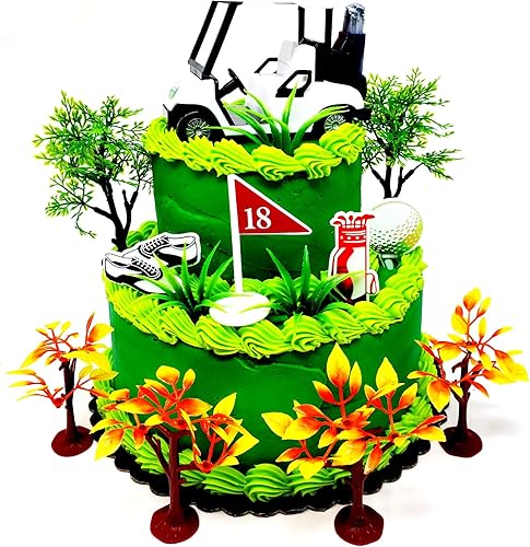 Juego de decoración de pastel temático de golf con carrito de golf y accesorios temáticos de golf