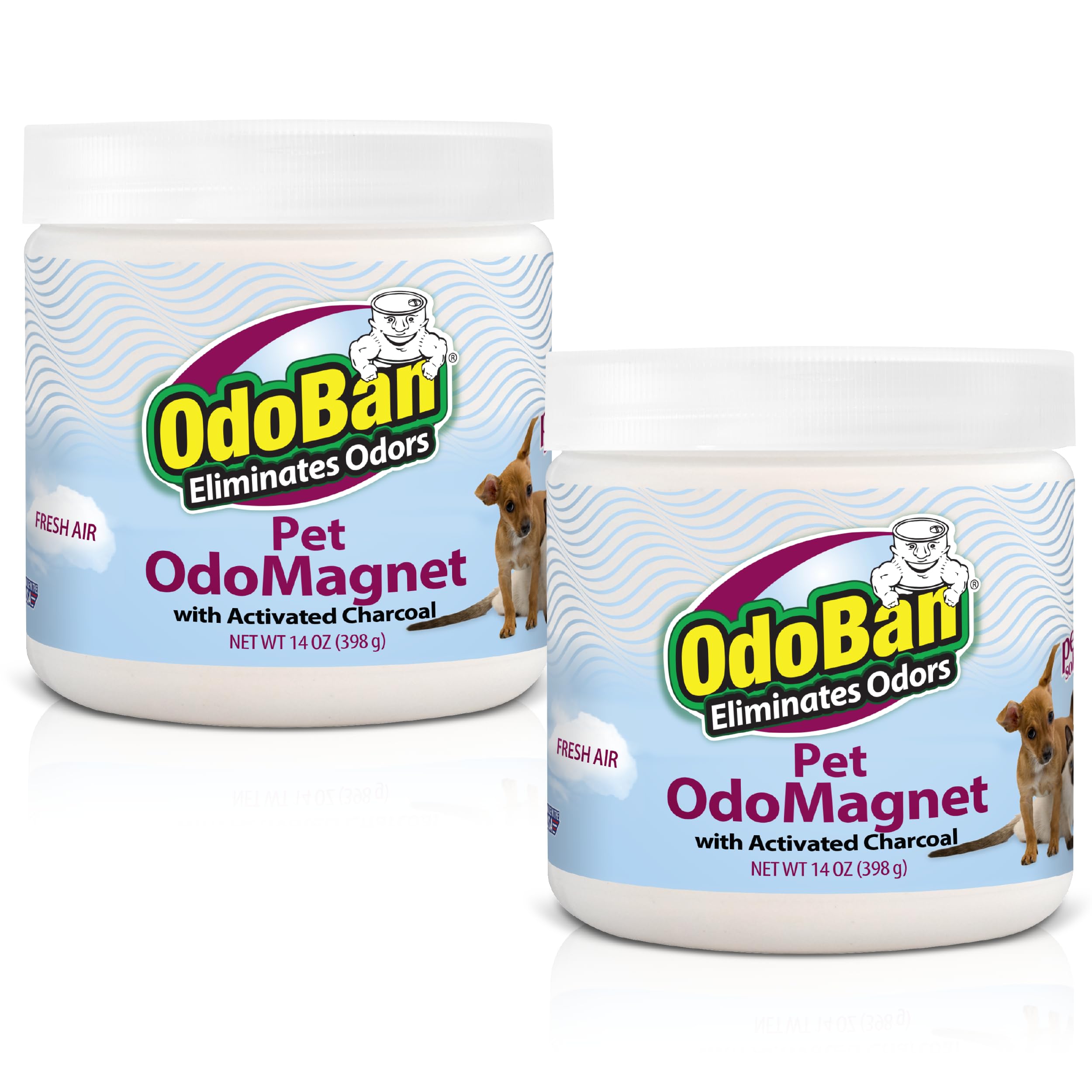 OdoMagnet Pet Odor Eliminator with Activated Charcoal by OdoBan – 14 Ounce (Pack of 2), White, Model 9755Y61-14Z2