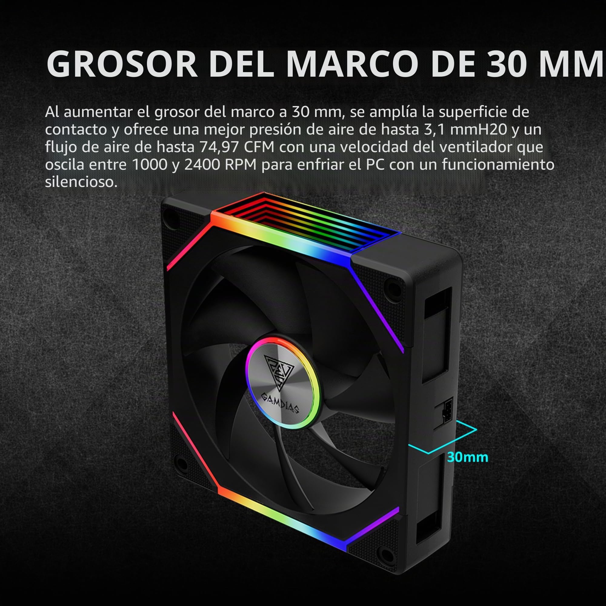 GAMDIAS Ventiladores ARGB de carcasa de PC de 120 mm, ventilador de caja de computadora, conexión de cadena margarita sin cable, iluminación de espejo infinito doble, hoja de ventilador intercambiable