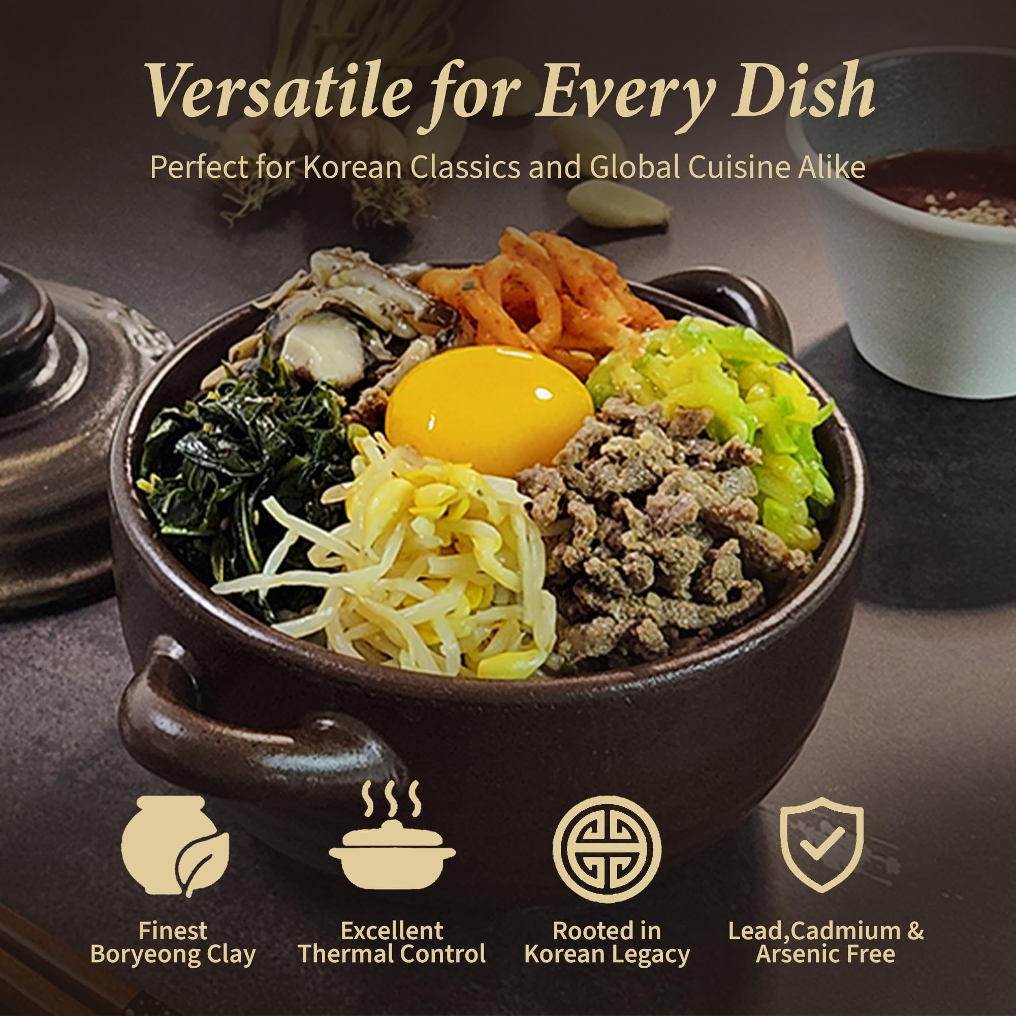 Dolsot Koreanische Steinschale (964 ml), Tontöpfe zum Kochen, koreanischer Topf, Keramik-Kochtopf, koreanische Steinschale, Onggi, Kimchi, Stein, Donabe, Crazy Claypot Ttukbaegi mit Deckel