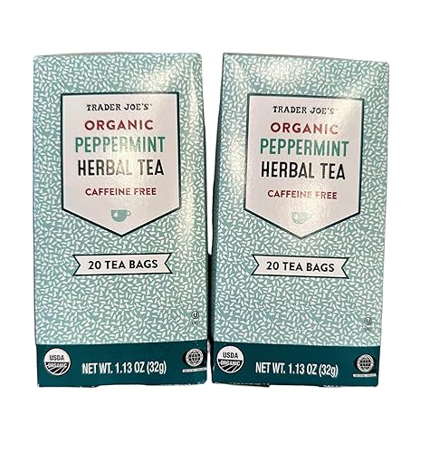 Trader Joes - Paquete de dos té de menta, 40 bolsas de té, a base de hierbas, sin cafeína