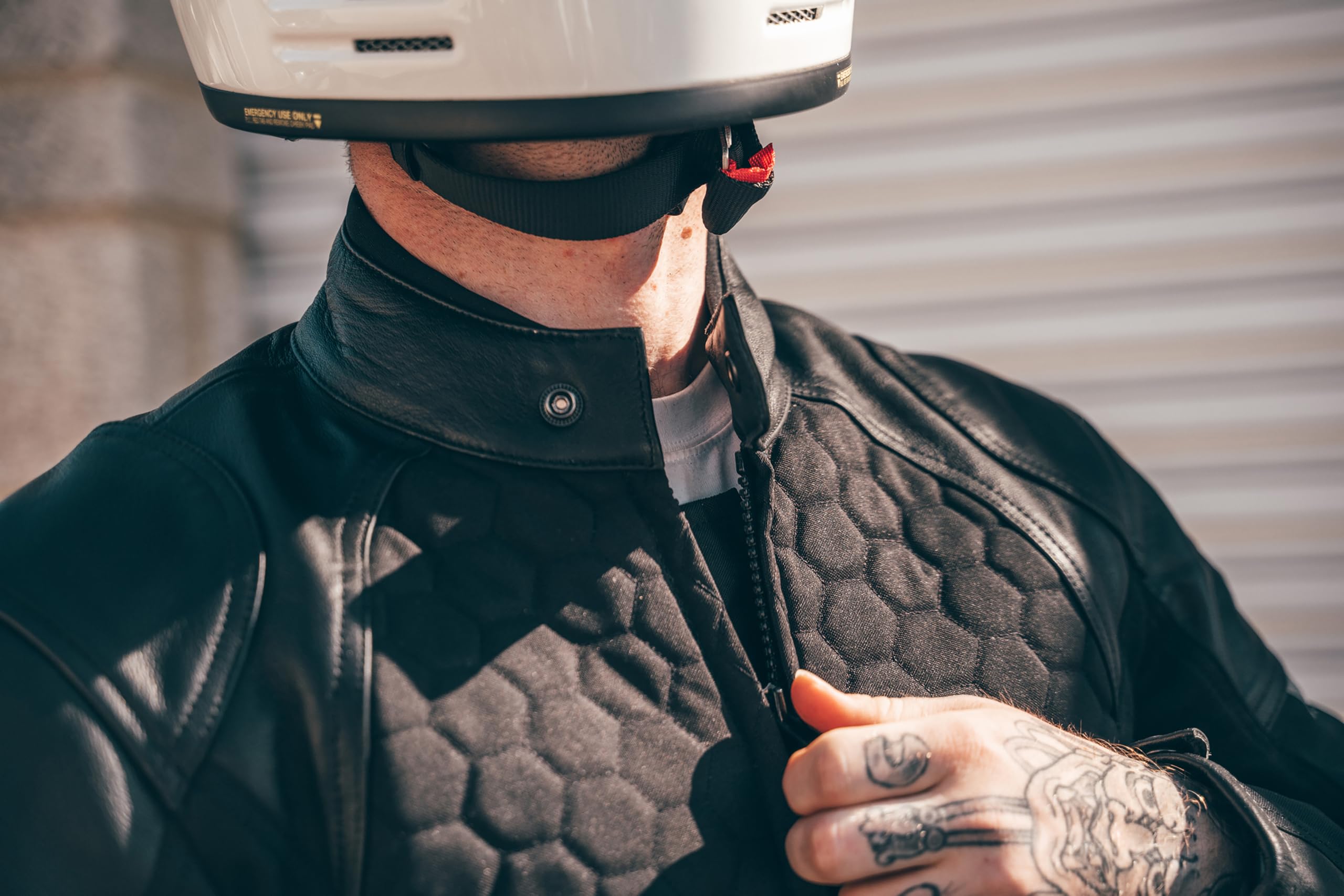 Texpeed Męska skórzana kurtka motocyklowa - Wodoodporny kombinezon motocyklowy z prawdziwą ochroną motocyklową (EN 1621-1) – Czarny - S