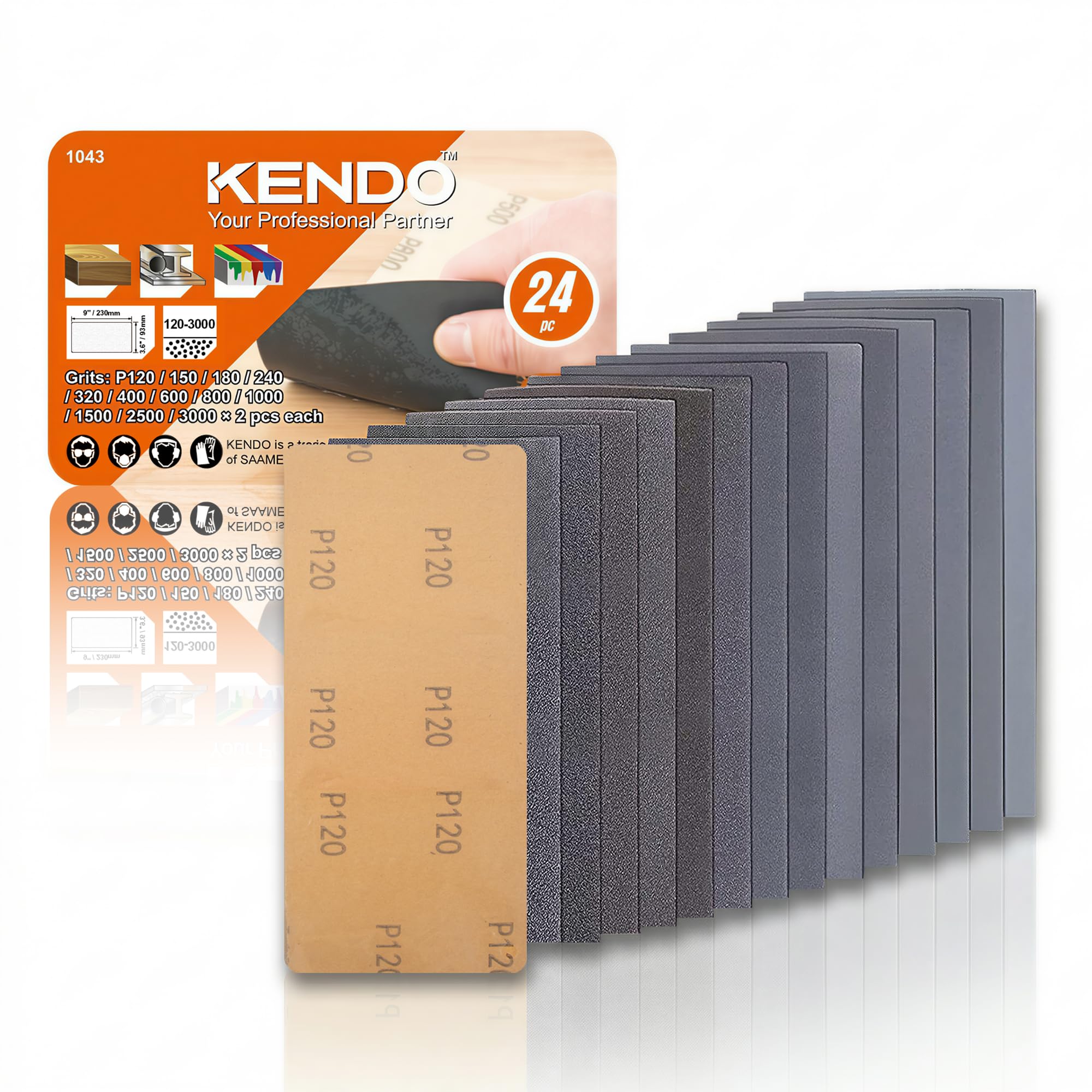 Kendo Sandpaper Kit - 44 Grit Assortment -9