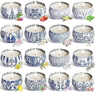 Set of 16 Small Scented Candles Soy Wax Aromatherapy Candles 2.5 OZ Portable Tin Candles with Lid, Relaxation Gifts Basket...
