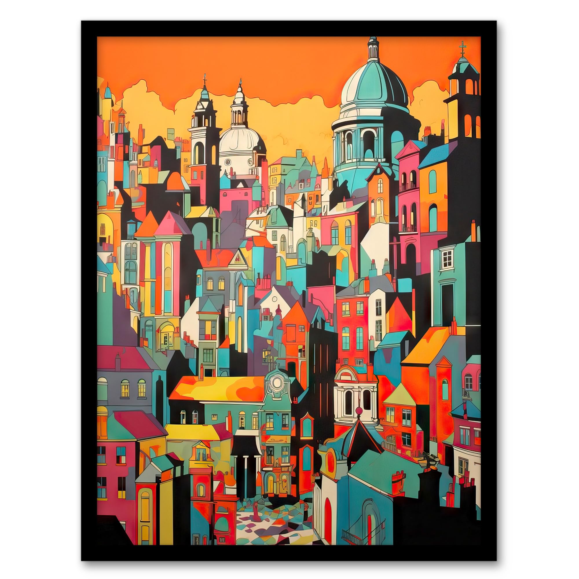 Rome Vertical Cityscape Vibrant Painting Italian City Wall Art Poster Print
