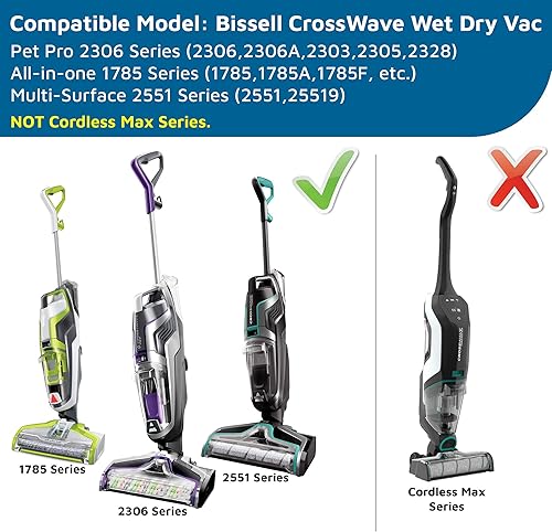 Miniatura 2 de Piezas de repuesto para aspiradora BISSELL CrossWave PET PRO CrossWave sin cable, rollos de cepillo para mascotas, rollos de cepillo de múltiples