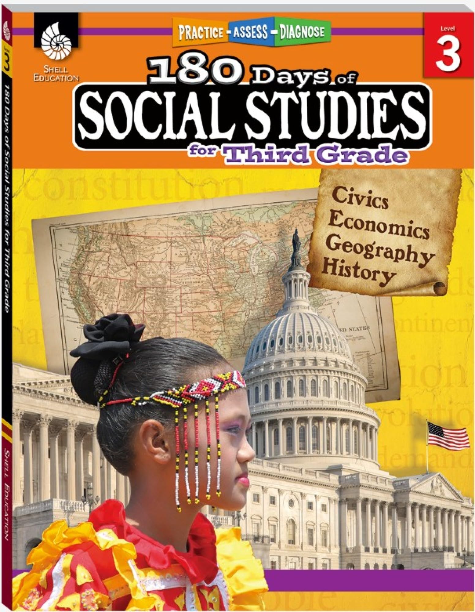 180 Days: Social Studies, Civics for 3rd Grade Practice Workbook for Classroom and Home, Cool and Fun Practice Created by Teachers