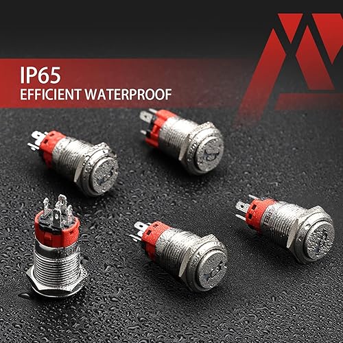 Miniatura 9 de APIELE Interruptor de palanca de bocina de altavoz momentáneo de 0.630 in y 12 V, orificio de montaje de 0.63 pulgadas, orificio de montaje 1NO 1NC