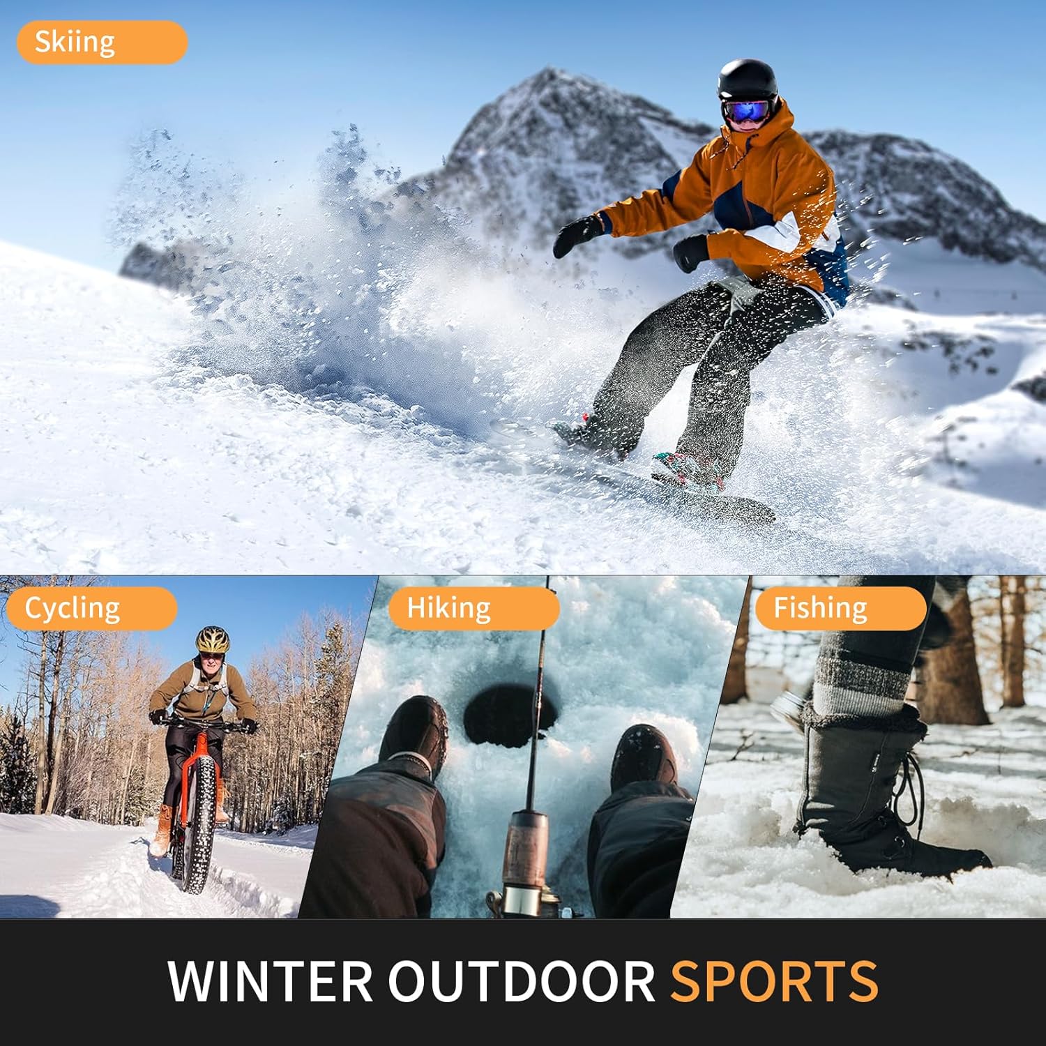 Rechargeable Electirc Heated Socks for Men Women 3-Levels Battery Powered Cold Weather Heat Socks for Men Women 2 * 2200mAh Up to 10 Hours Warm Socks for Winter Hunting Camping Skiing Hiking