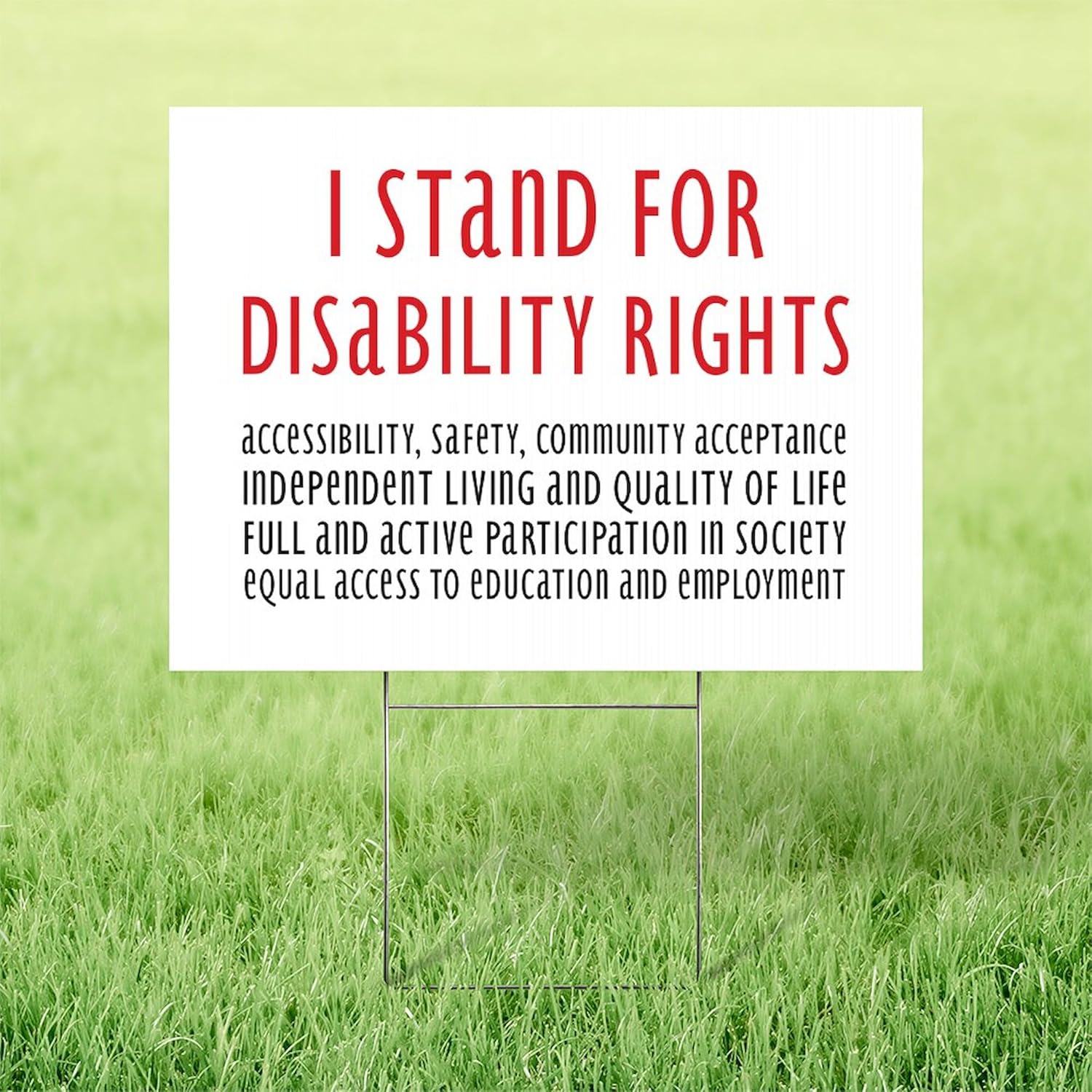 CafePress Disability Rights Plain Yard Sign, Vinyl Lawn Sign, 22" w x 18" h