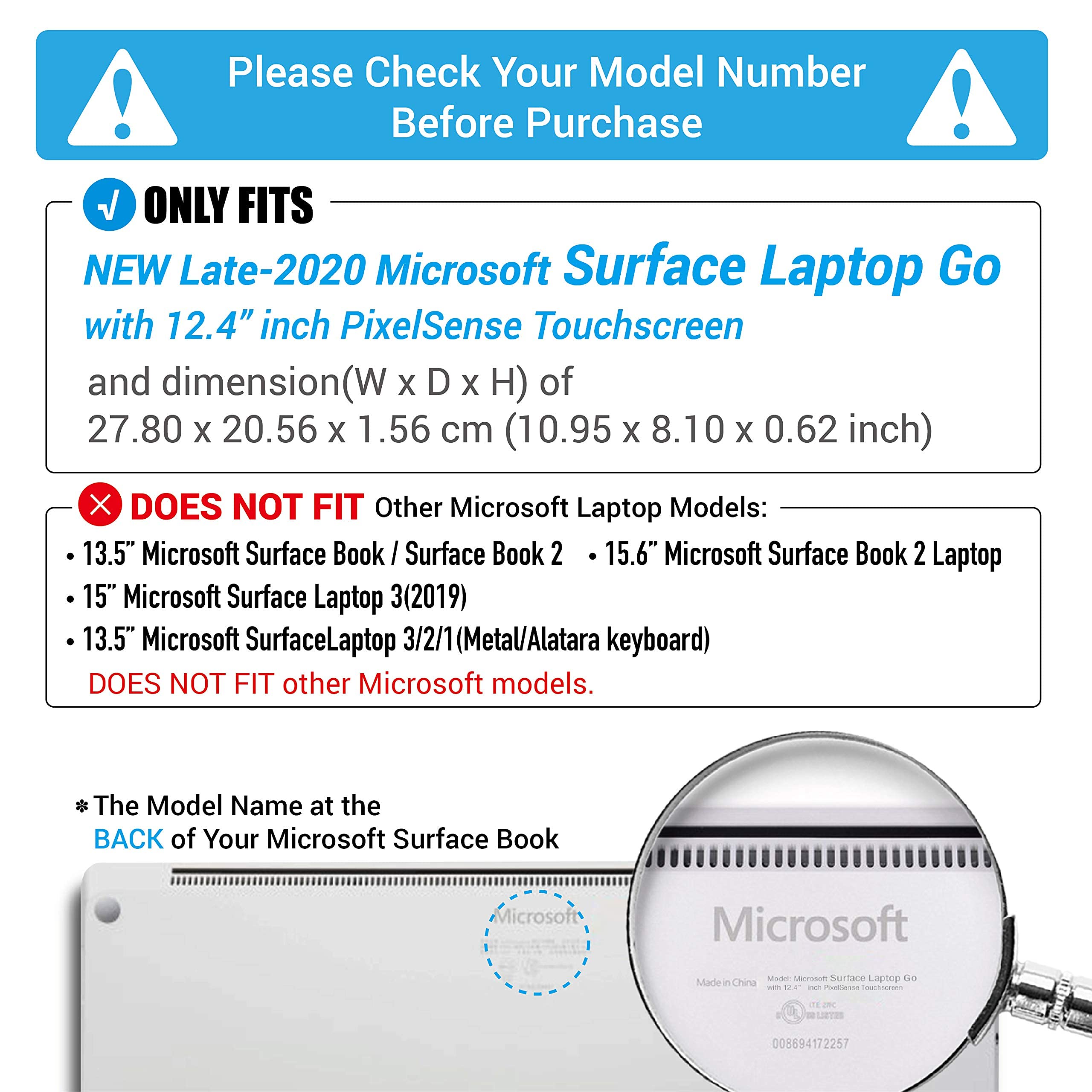 iBenzer Laptop Case Compatible with Microsoft Surface Laptop Go Rugged Military Drop Tested