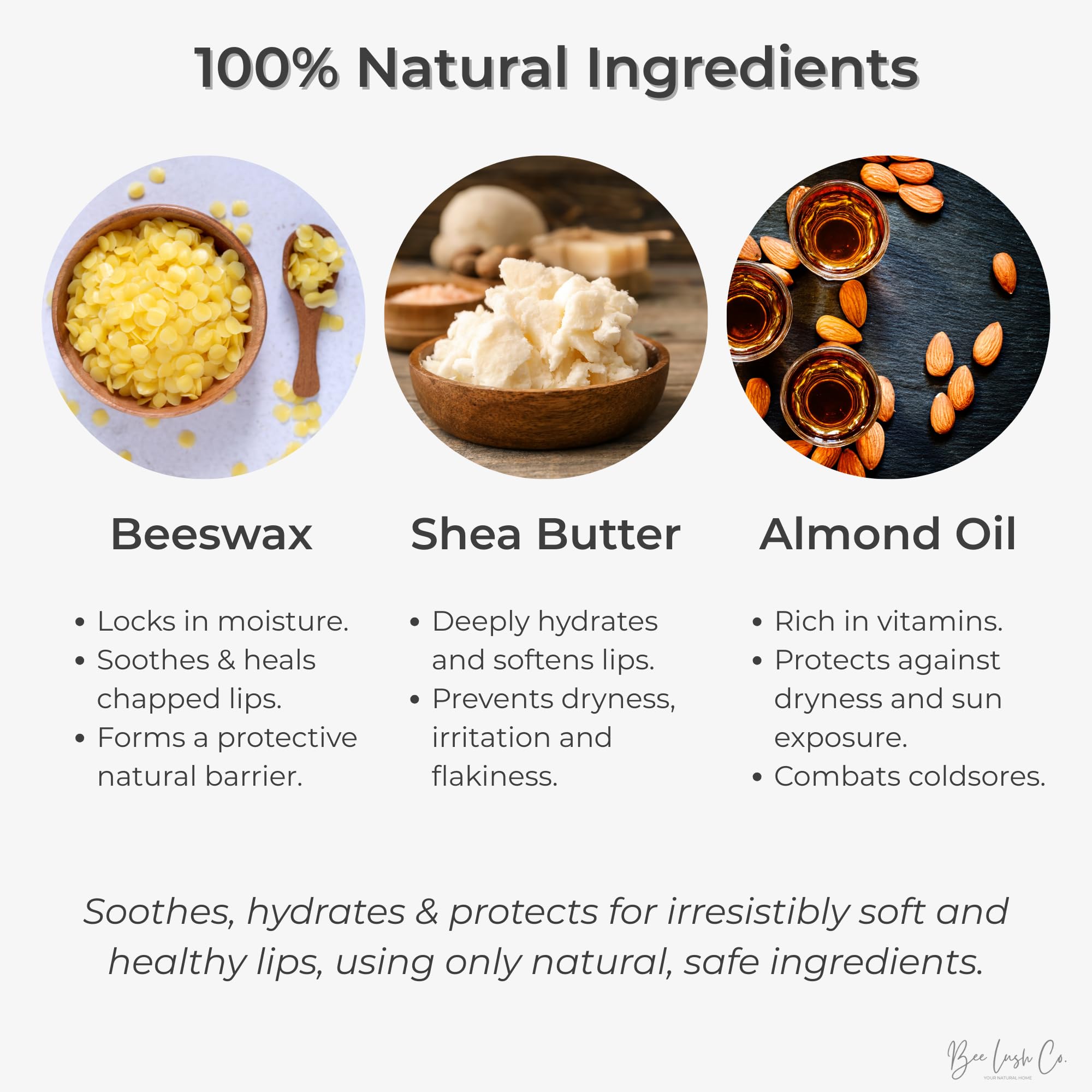 BeeLushCo Beeswax Lip Balm, 100% Natural Bees Wax, Shea Butter, Almond Oil & Essential Oils, Organic, Plastic Free - Image 3