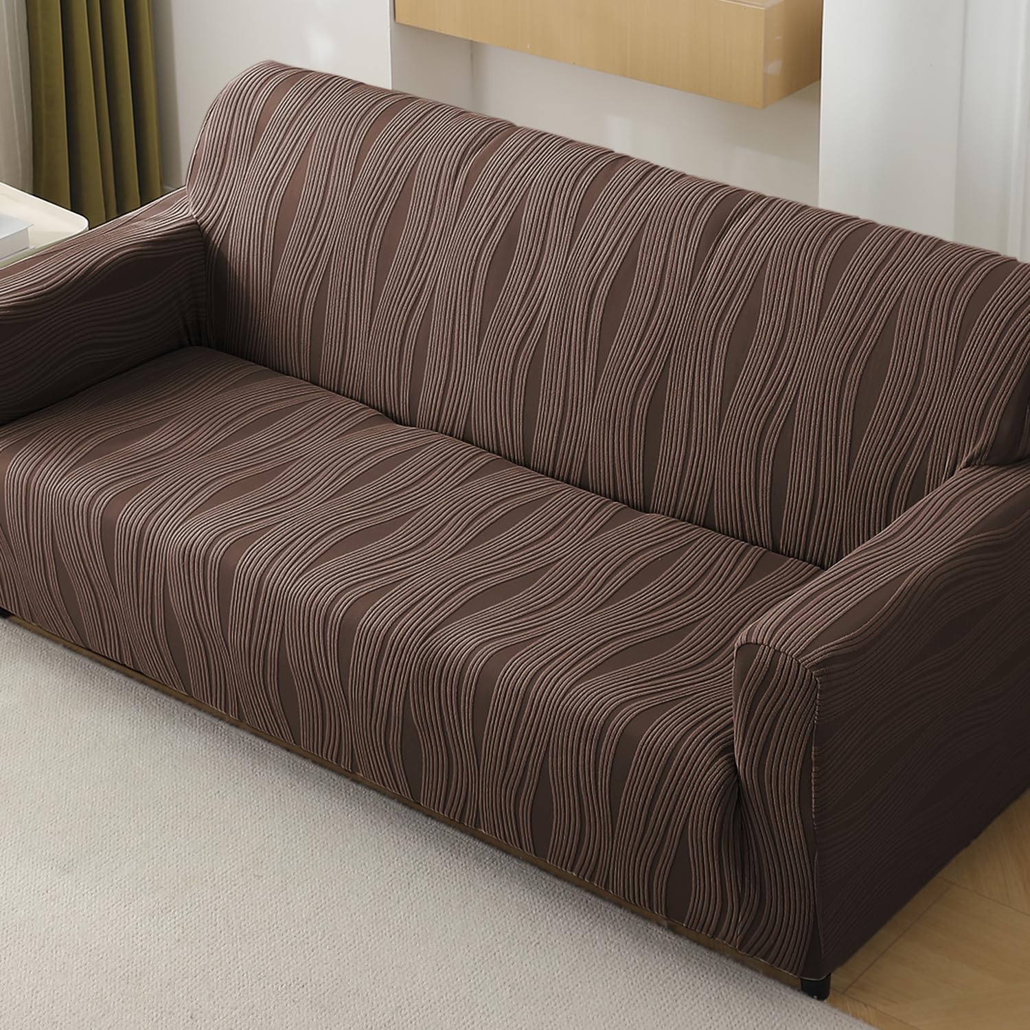 HOKIPO Nestiva Sofa Cover 3 Seater Fully Covered, Chocolate Brown
