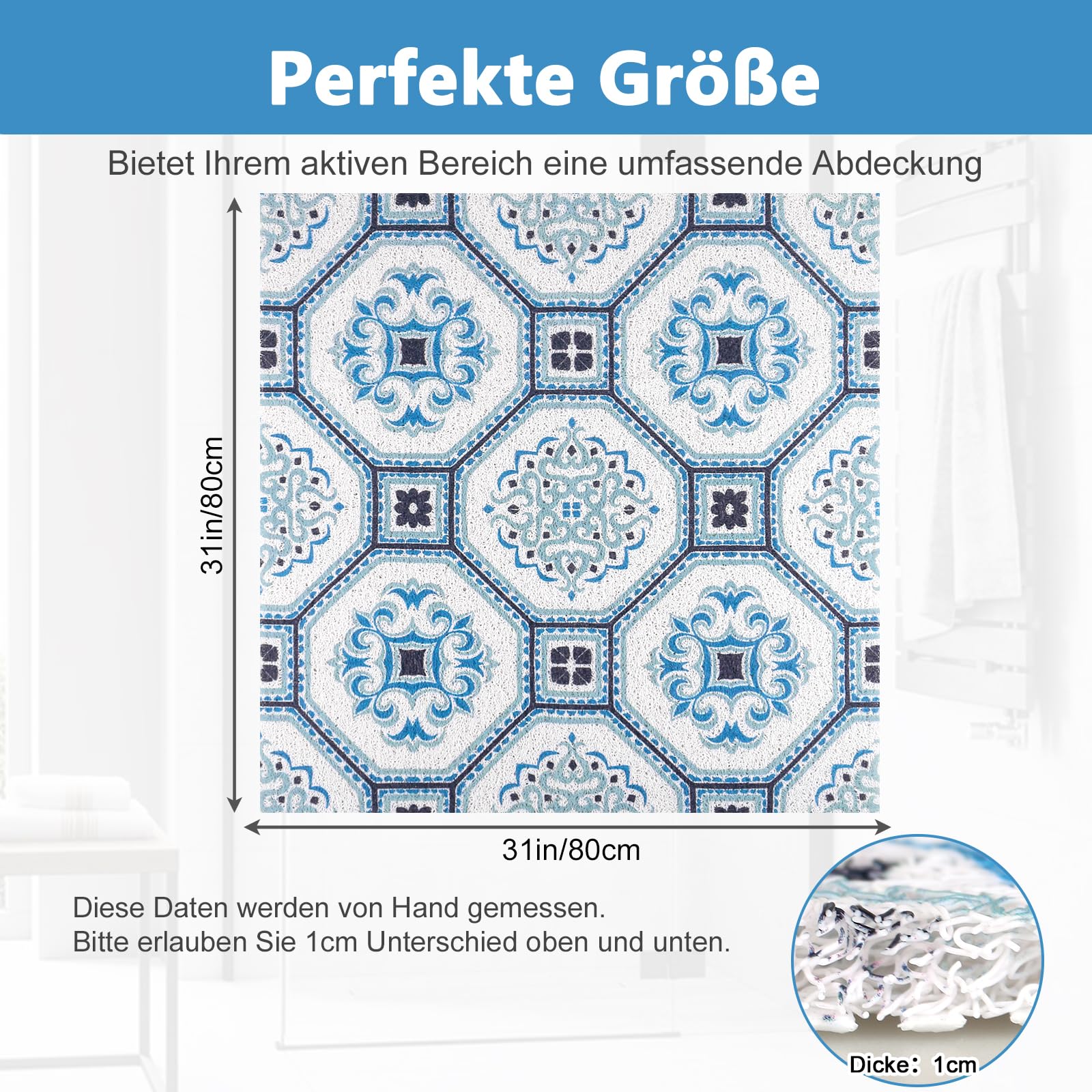 Tappetino Doccia Antiscivolo 80x80cm Con Ventose E Fori Di Drenaggio - Sicuro Per Anziani - 2