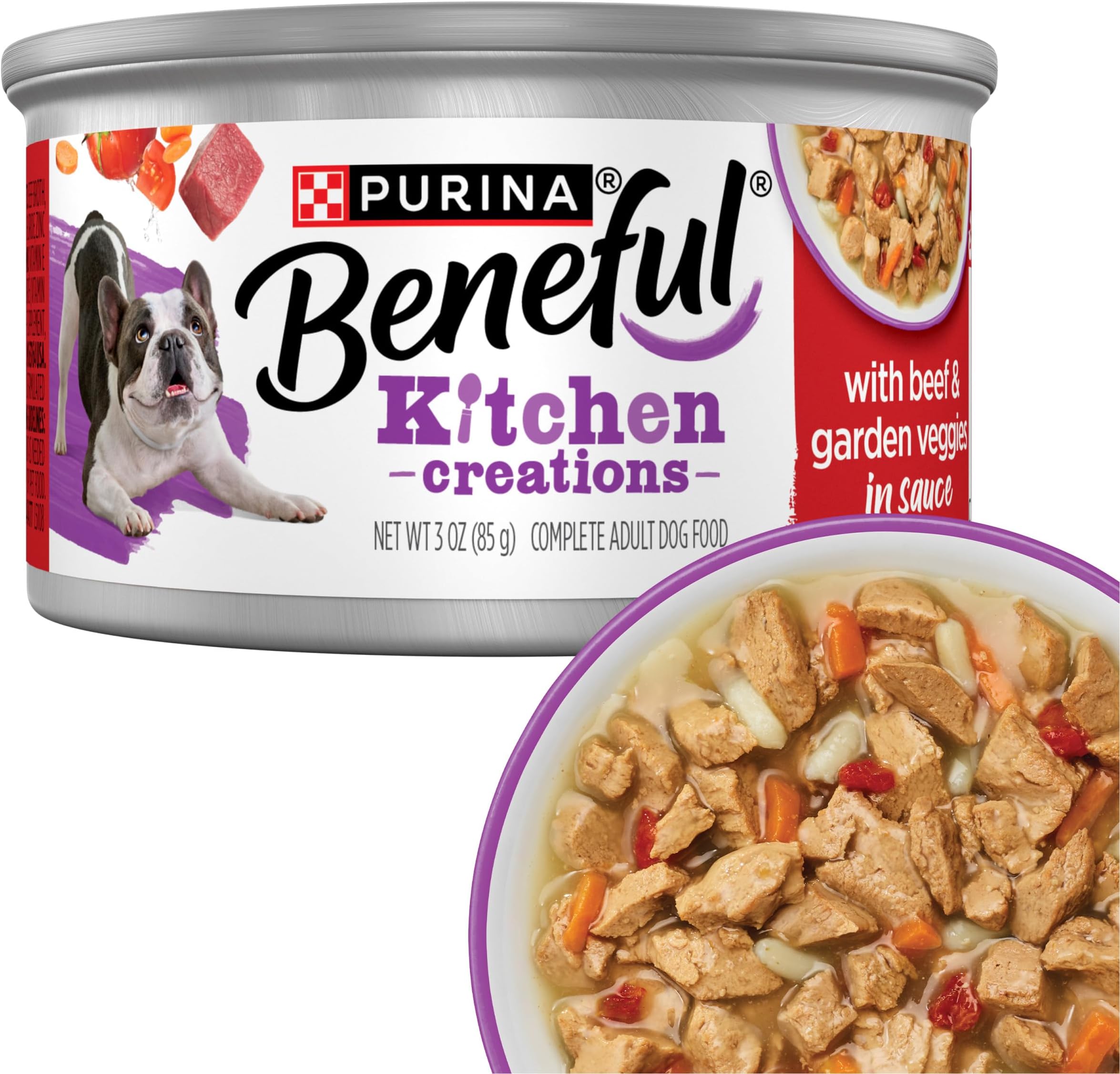 Purina Wet Dog Food Medleys Tuscan Style Pet Food with Real Beef, Carrots, Tomatoes and Rice in Sauce - (Pack of 12) 3 oz. Cans