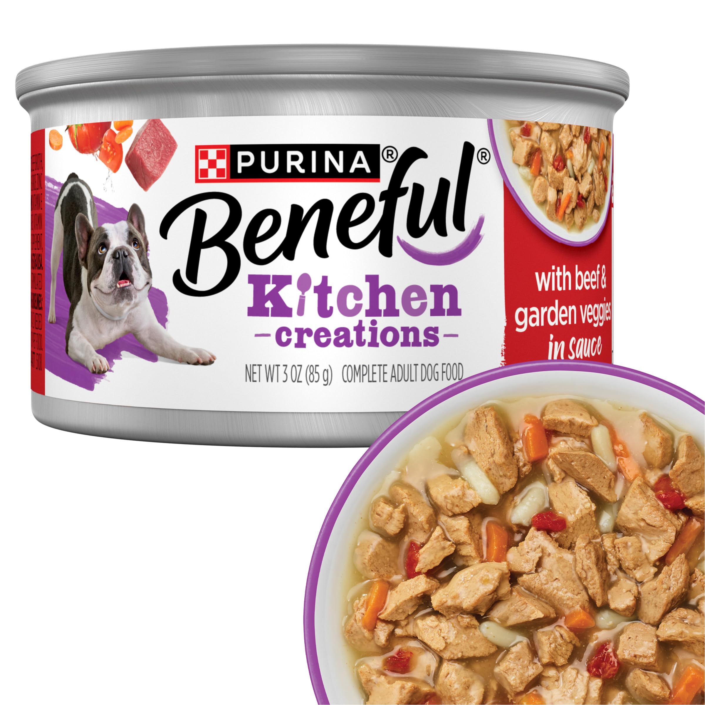 Purina Beneful Kitchen Creations With Beef and Garden Veggies in Sauce Wet Dog Food - (Pack of 12) 3 oz. Cans