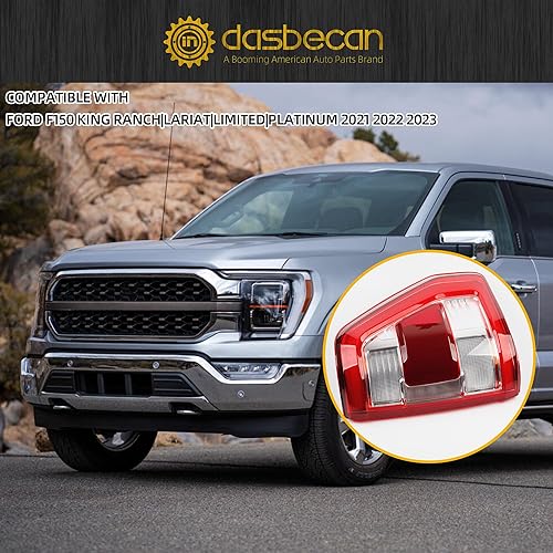Miniatura 5 de Dasbecan Luz trasera izquierda del lado del conductor compatible con Ford F150 King Ranch 2021 2022 2023  Lariat  Limited  Platino con ubicación de