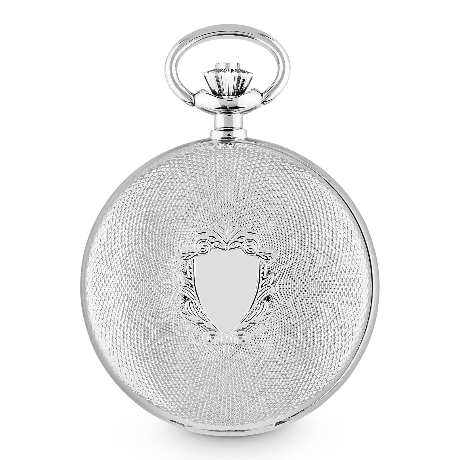 Hermann Jäckle Herren Taschenuhr Freiburg Quarz Silber 48 mm | Quarzwerk, Sprungdeckel, kleine Sekunde, klassisches Design, inklusive Kette und Reiseetui