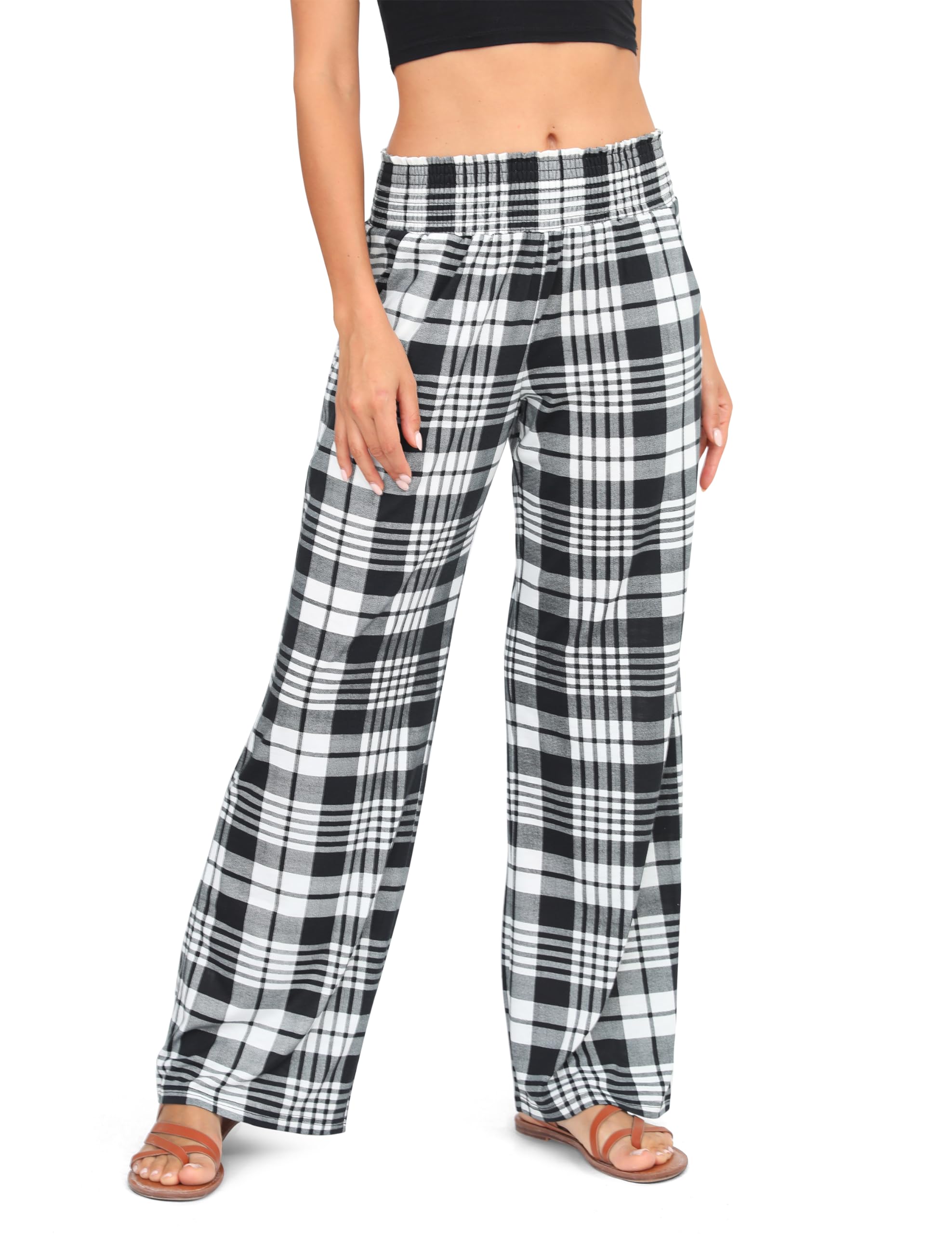 Urban CoCo Women's Boho Palazzo Pants, Wide Leg, High Waisted, Floral Print, #32, Large