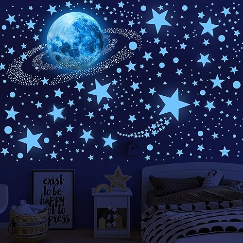 492 estrellas que brillan en la oscuridad, estrellas que brillan en la oscuridad, luna y estrella, espacio, galaxia, universo, planeta, calcomanías