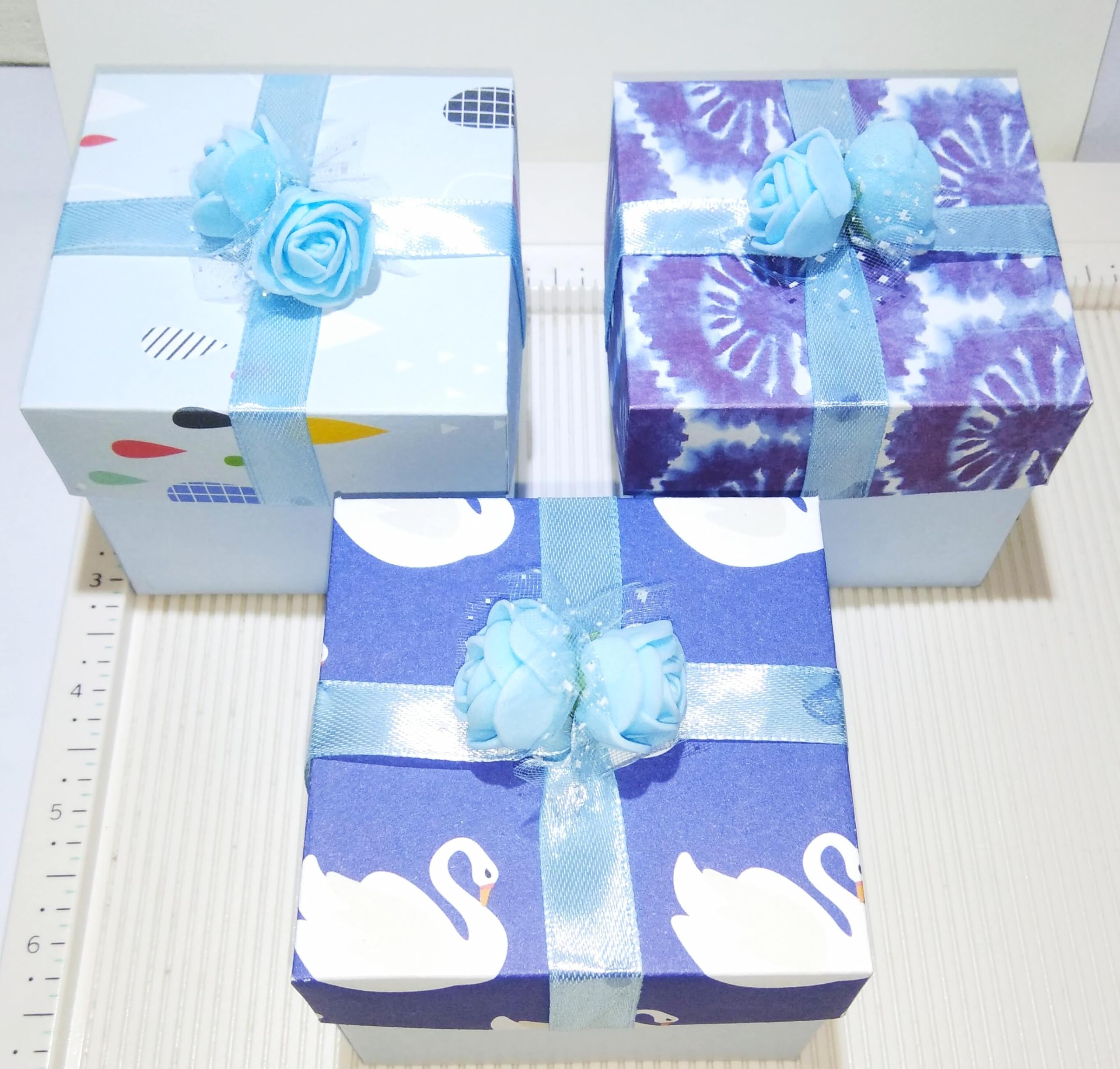 Caadaue Paper Cardstock Candy Favor Boxes Blue Small 3"x2.5" (Set of 10)-image-12